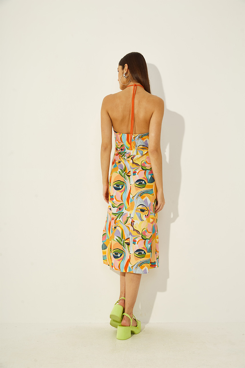 VESTIDO ESTAMPADO M VISTA CUBISTA