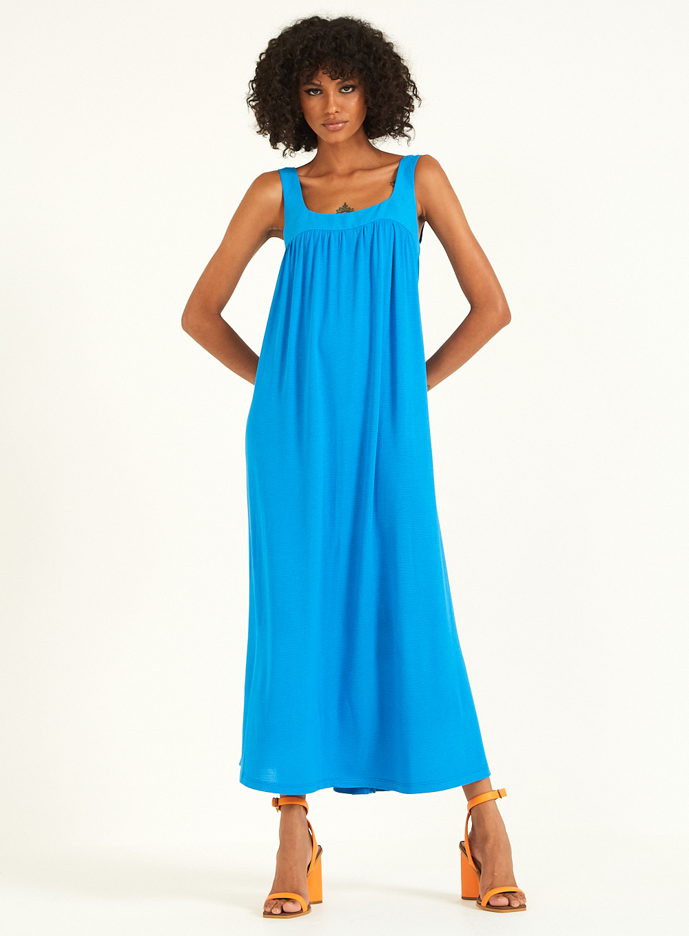 VESTIDO DETALHE LINHO M AZUL DIAZUR