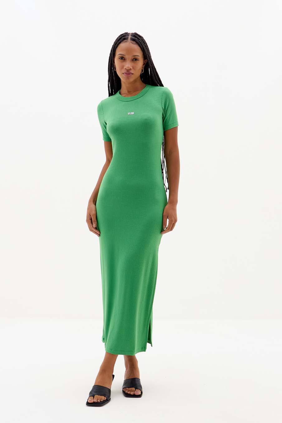 VESTIDO CANELADO G VERDE DILLE