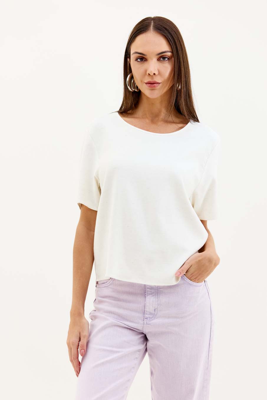 CAMISETA LINHO GG OFF/BEGE
