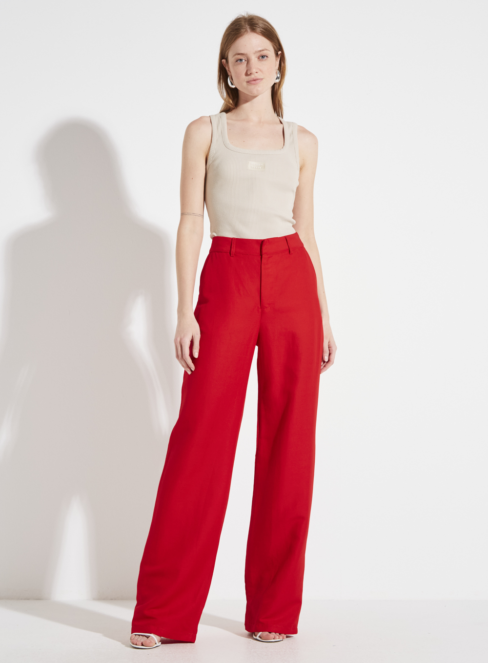 CALÇA LINHO 44 MARROM NOBUCK
