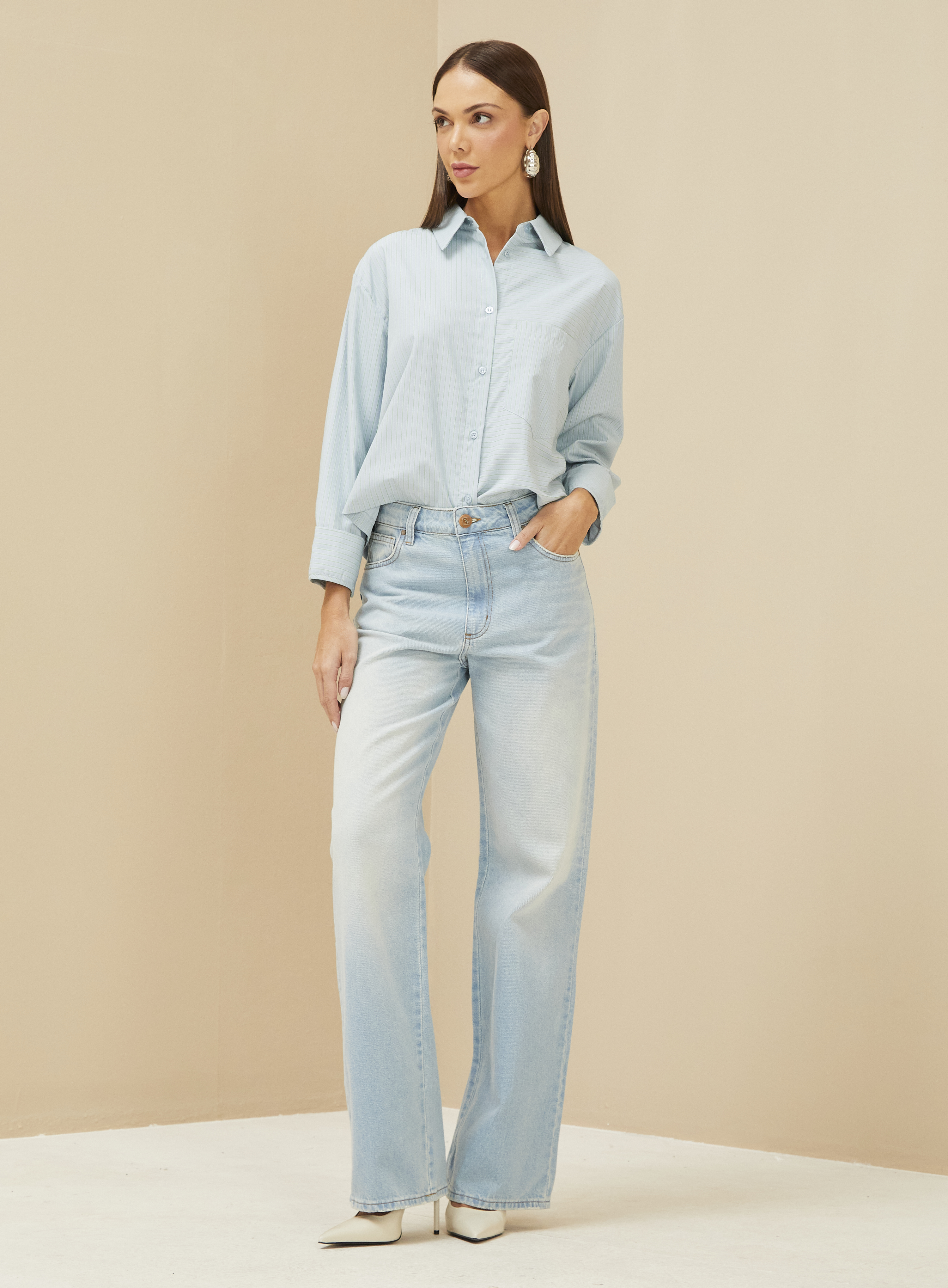 CALÇA JEANS RAQUEL WIDE LEG 42 INDIGO