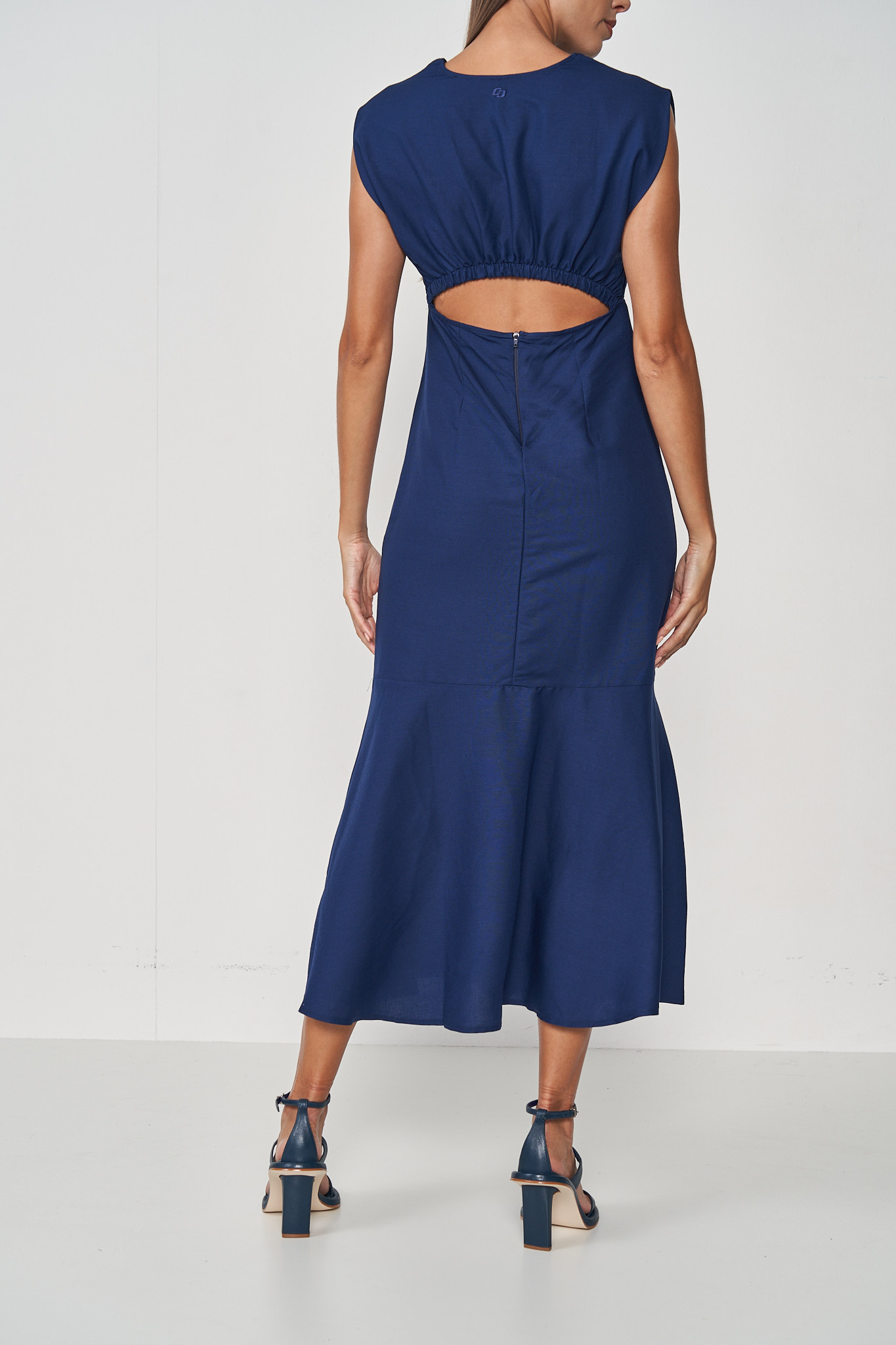 VESTIDO LINHO 38 AZUL DARKNESS