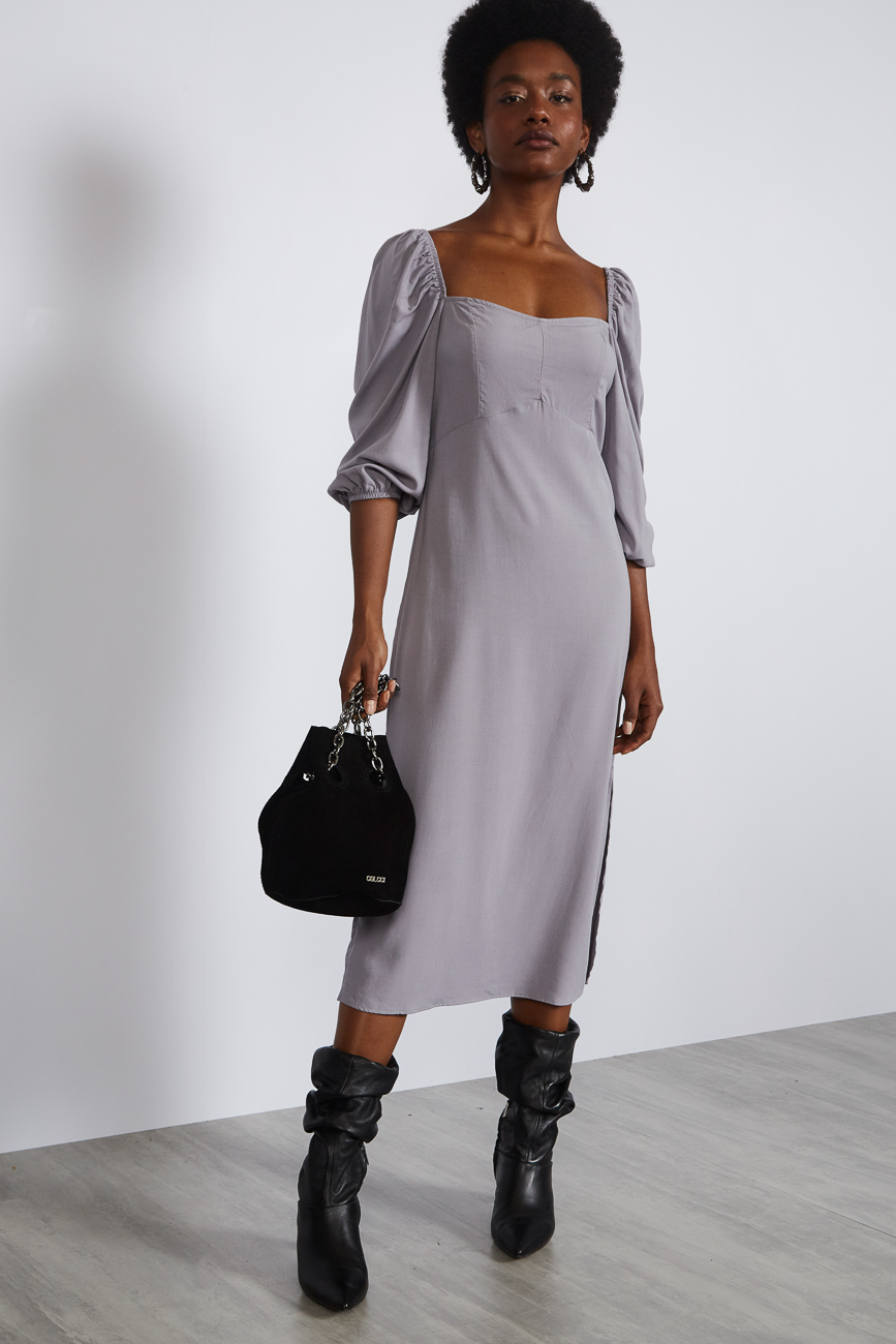 VESTIDO MIDI COLCCI 38 CINZA ALLES
