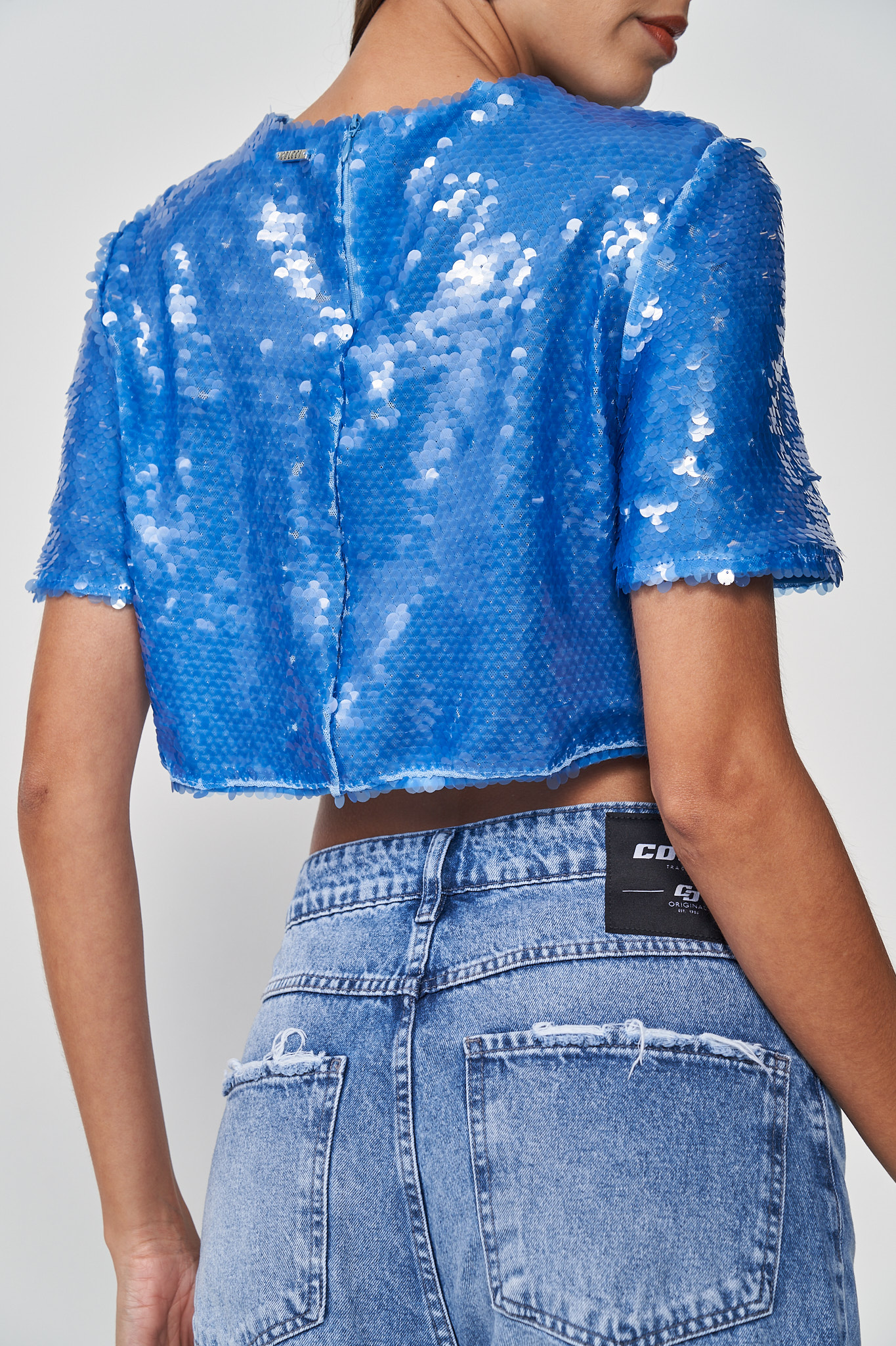 BLUSA PAETE 38 AZUL ATOMIC BLUE