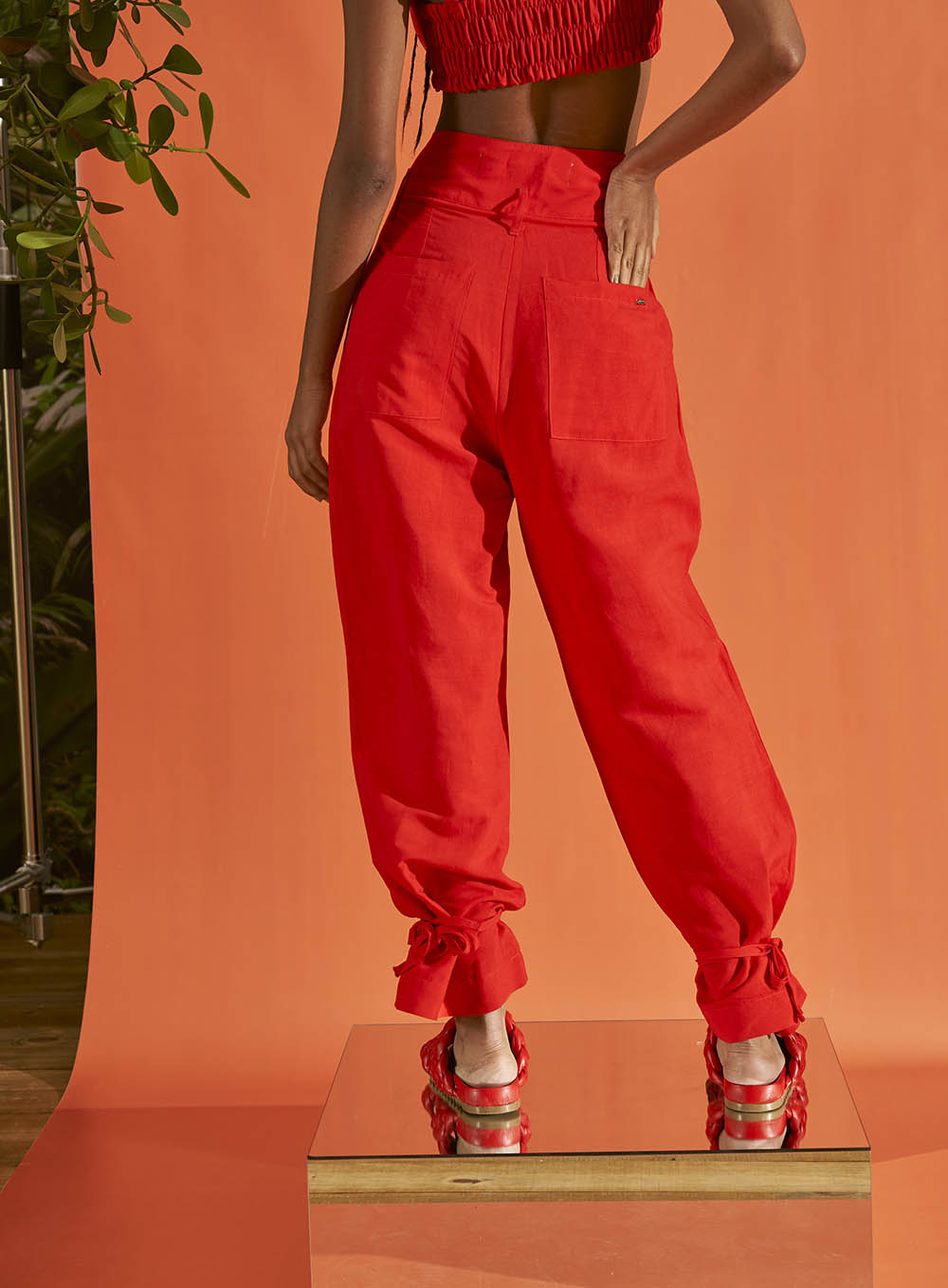 CALÇA LINHO 34 VERMELHO IFE