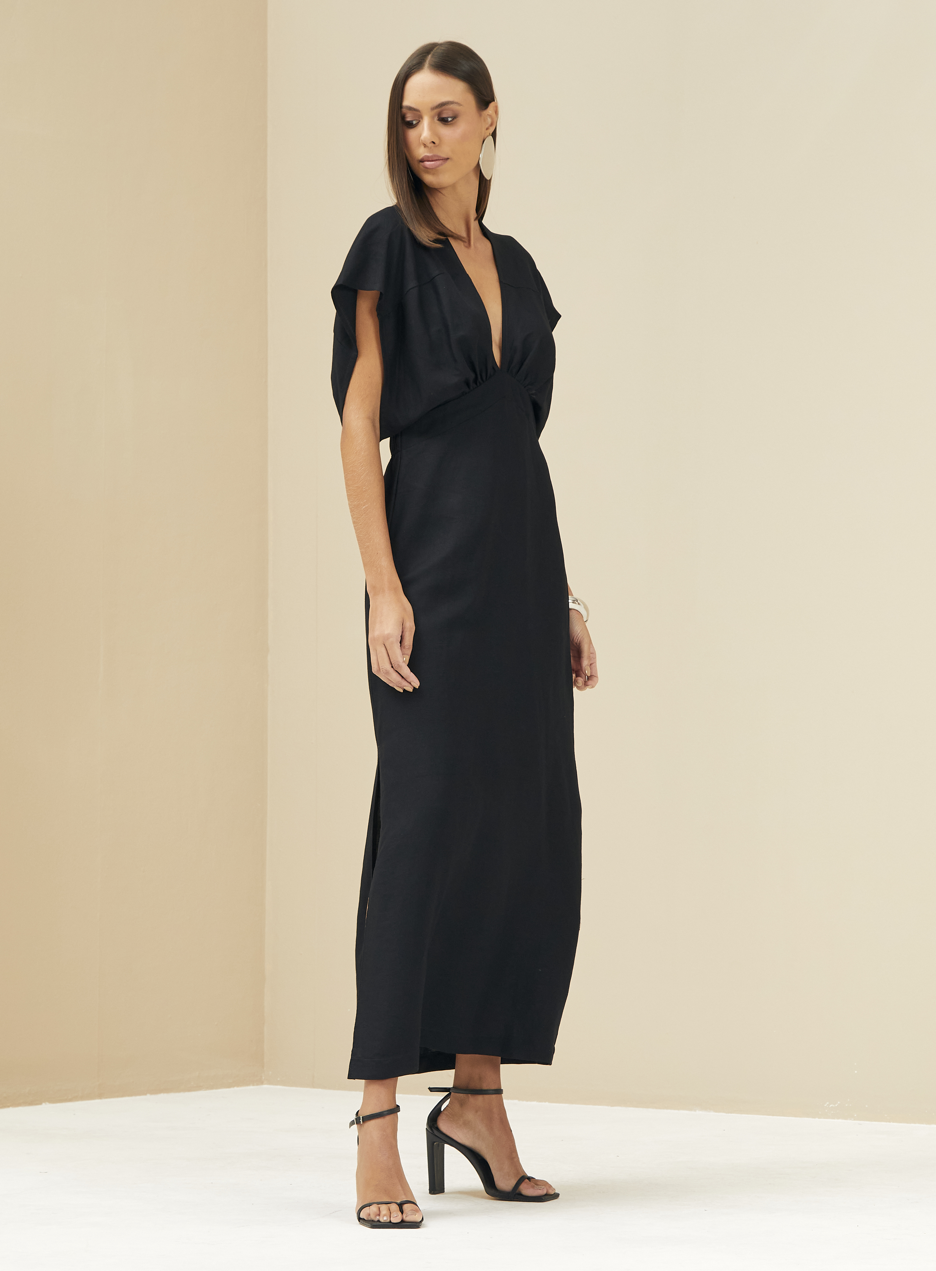 VESTIDO LINHO M MARROM ESPECIARIAS