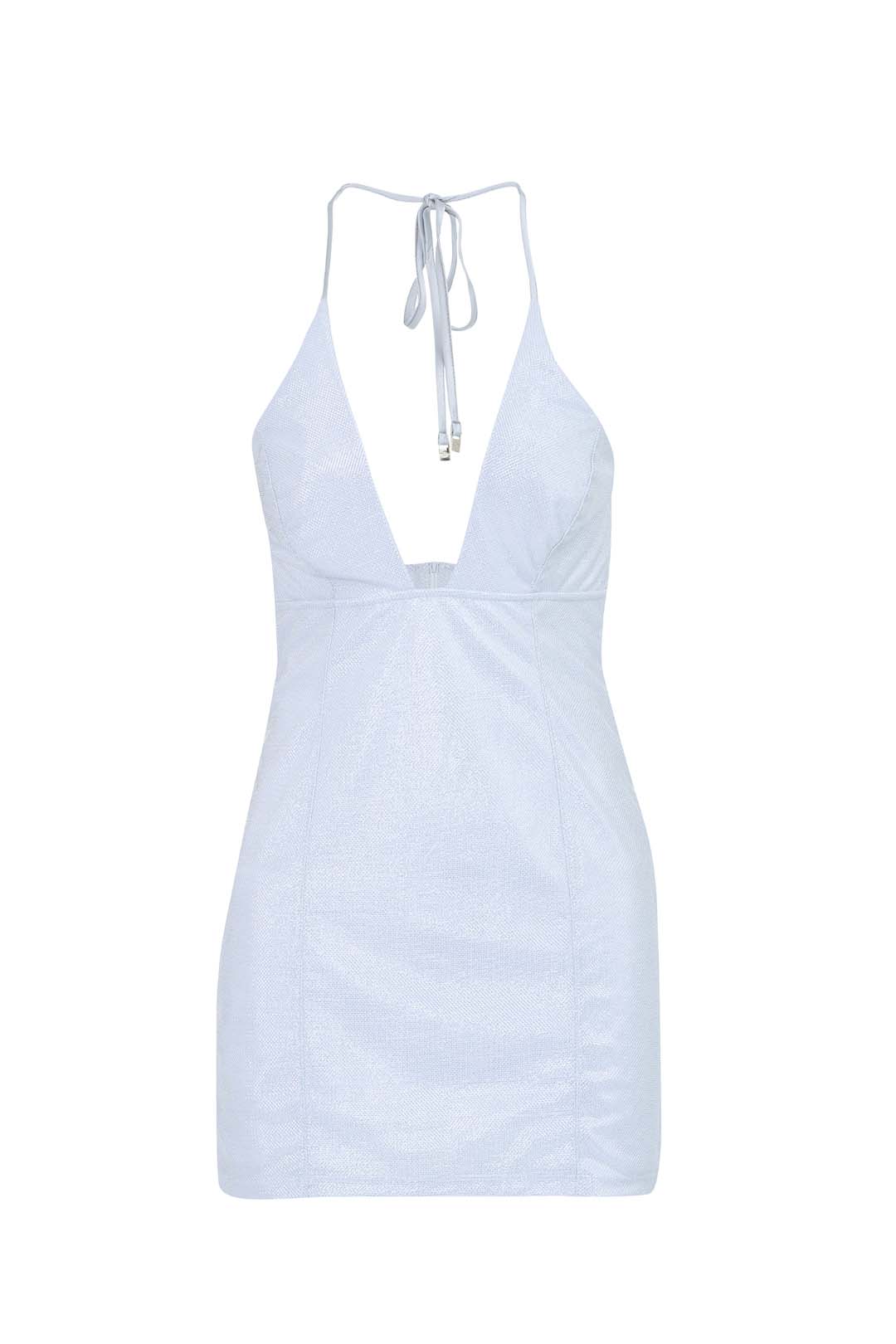 VESTIDO METALIZADO 40 BRANCO/PRATA