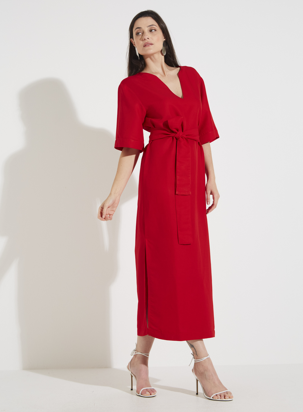 VESTIDO LINHO G MARROM NOBUCK