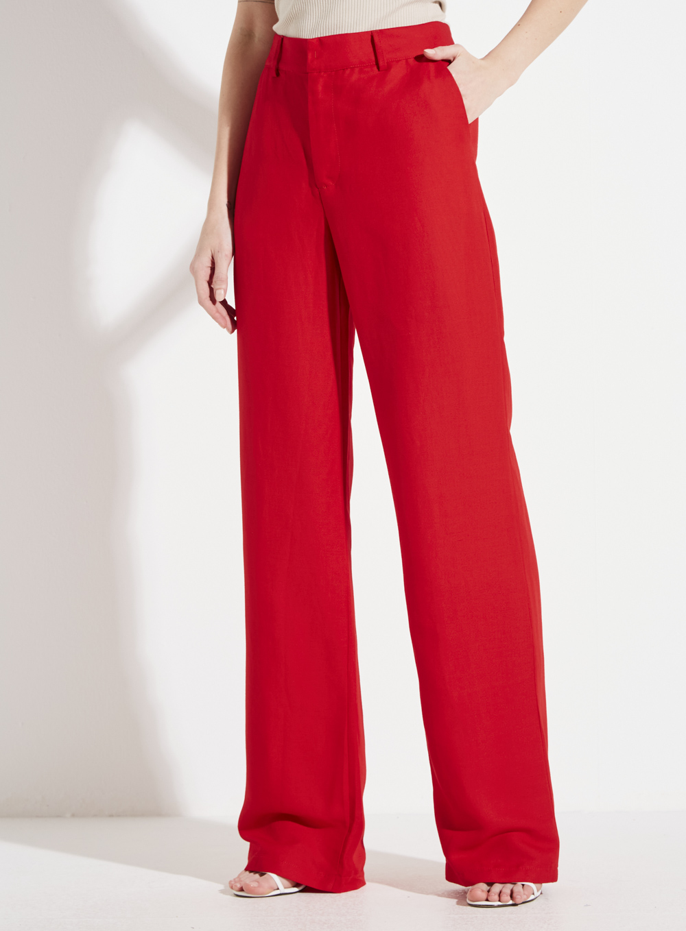 CALÇA LINHO 44 MARROM NOBUCK