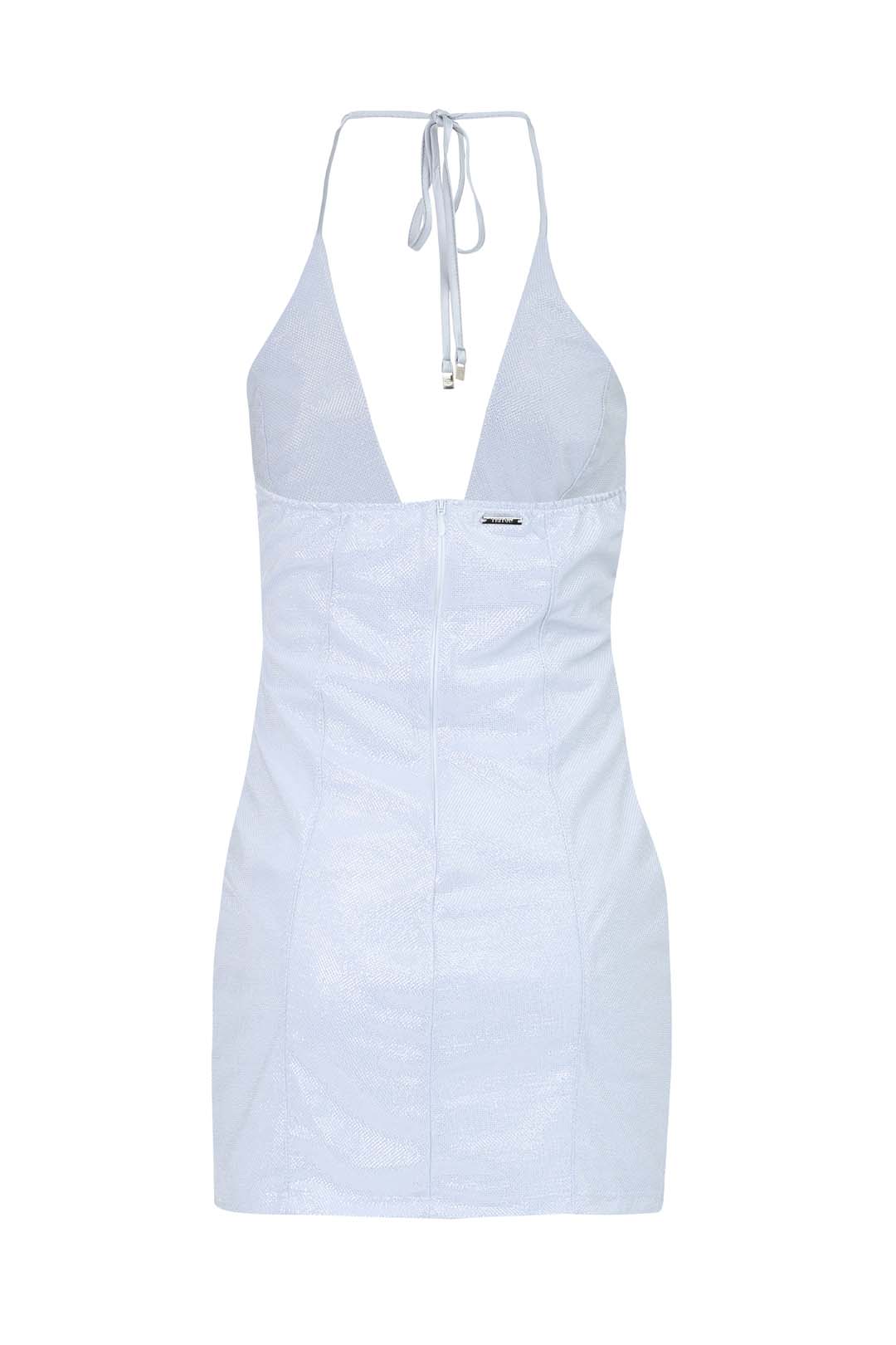 VESTIDO METALIZADO 40 BRANCO/PRATA