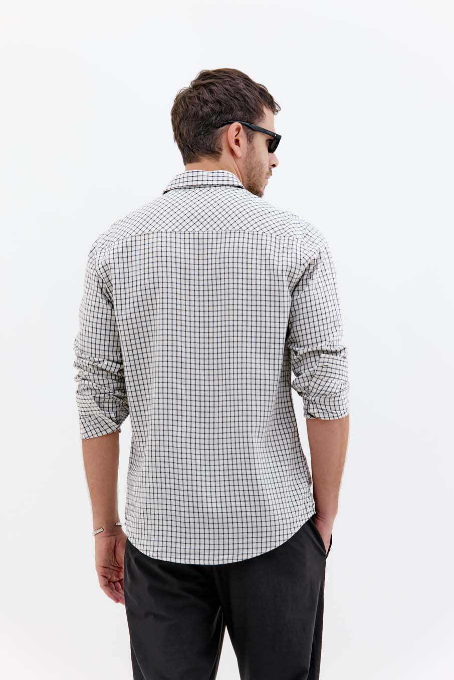 CAMISA XADREZ LINHO CASUAL M BEGE/AZUL
