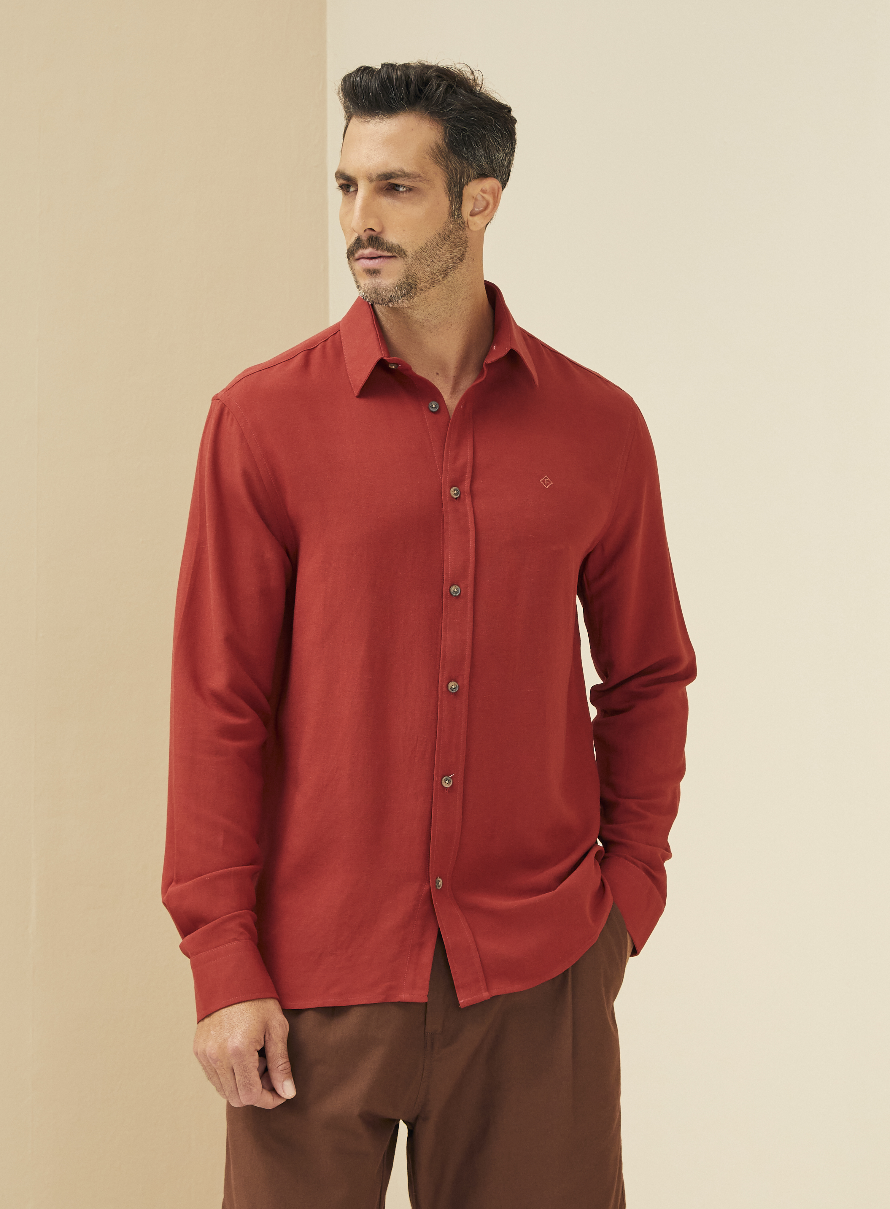 CAMISA LINHO RELAX XGG LARANJA