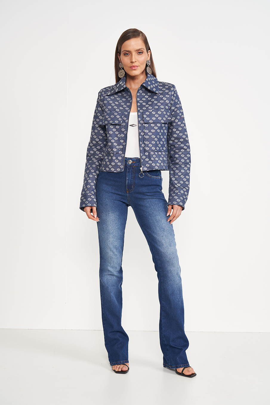 JAQUETA JACQUARD M AZUL/BEGE