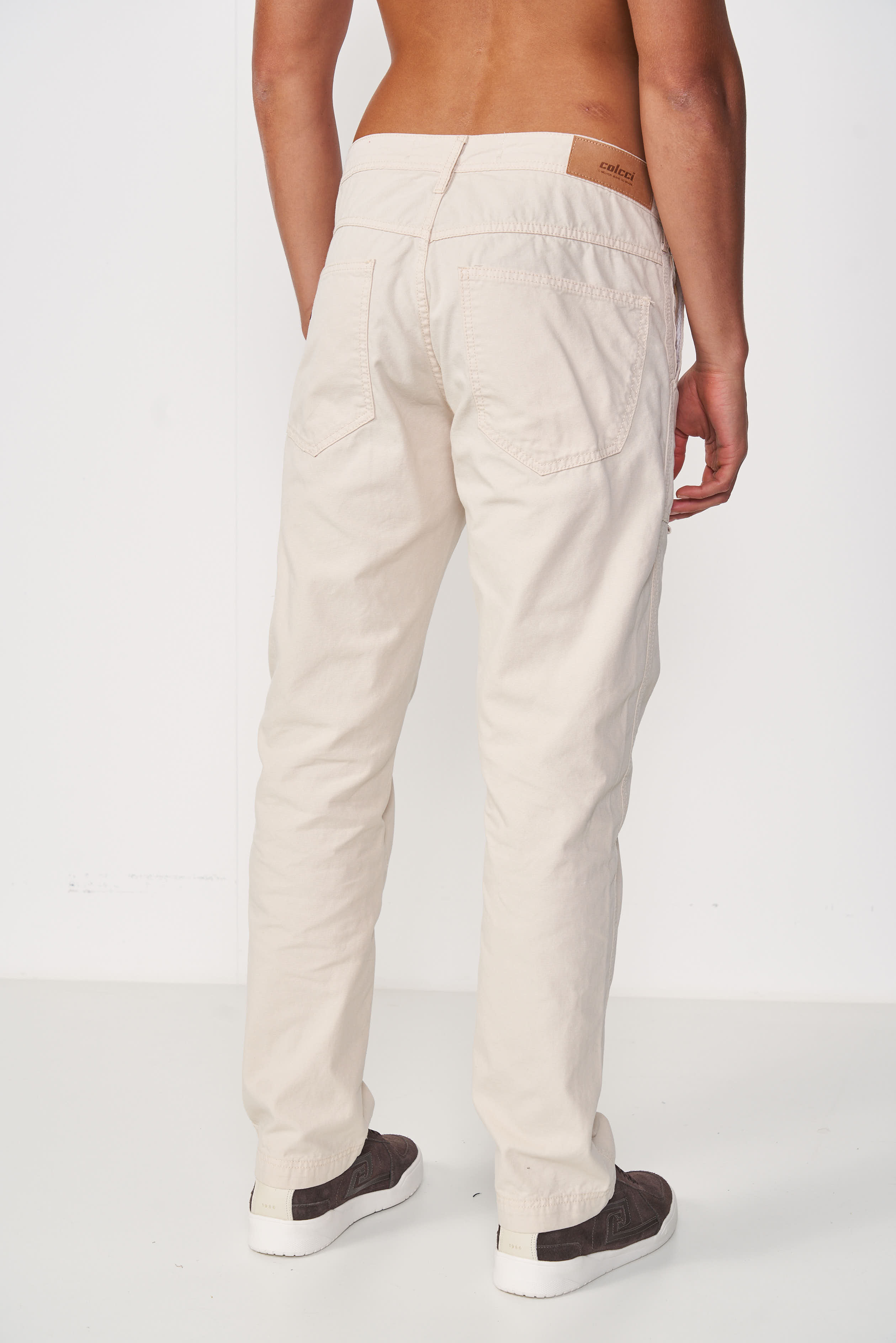 CALÇA SARJA RETA 40 BEGE TAUPE