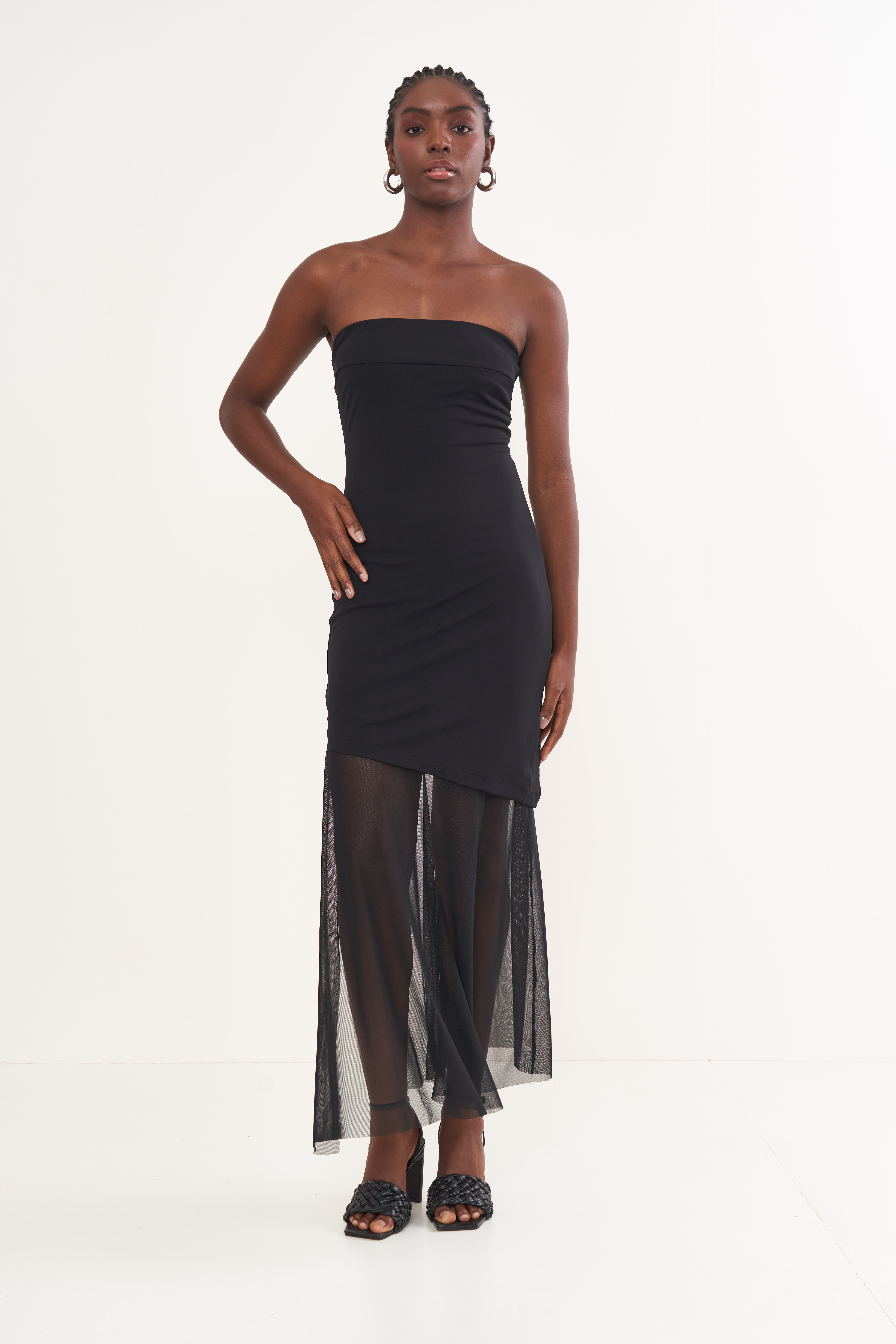 VESTIDO DETALHE TULE P PRETO