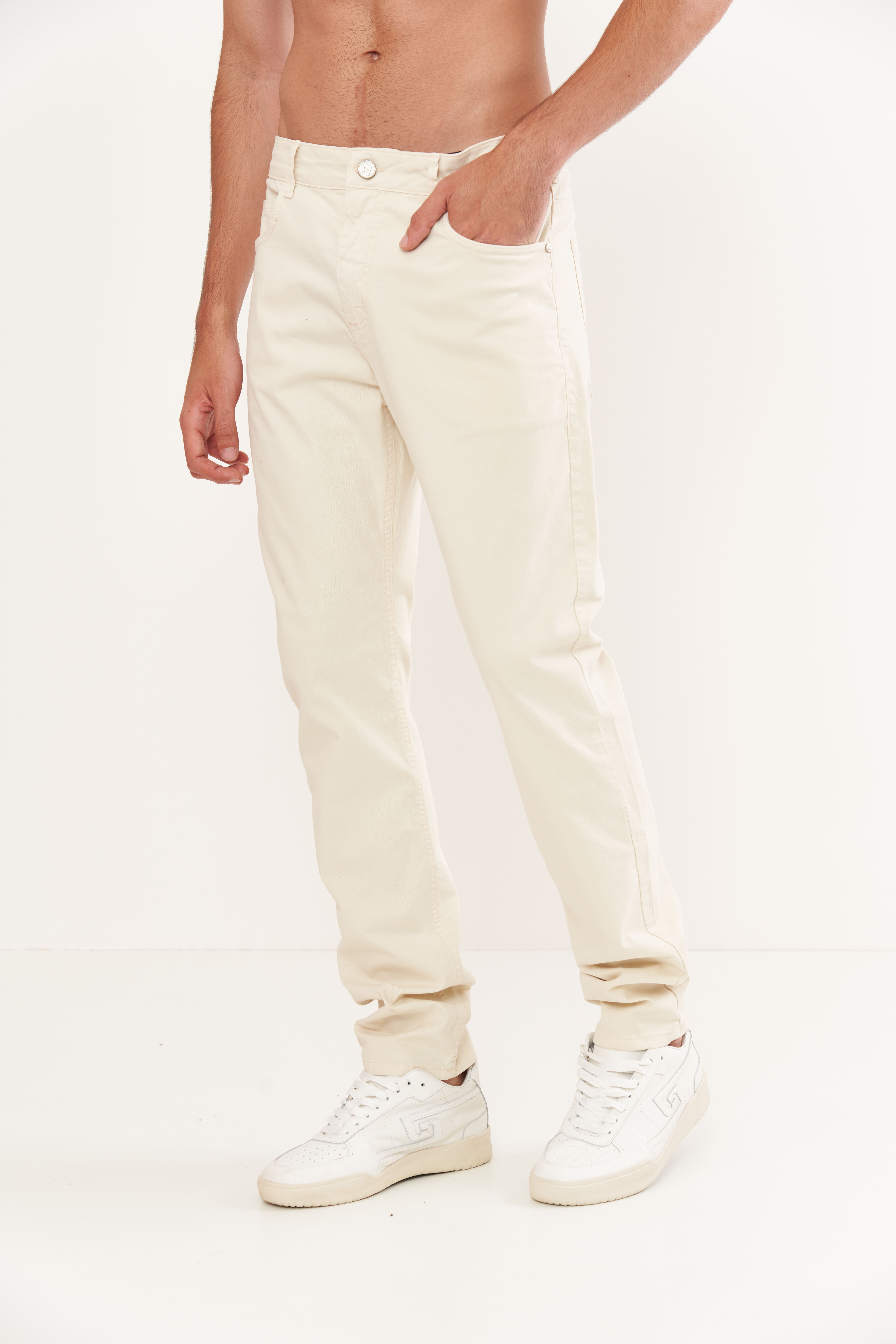 CALÇA SARJA NEW FELIPE 42 BEGE TAUPE
