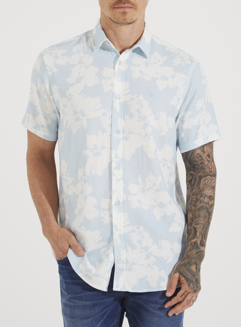 CAMISA LINHO ESTAMPADA RELAX M KLEIN CURAÇAO