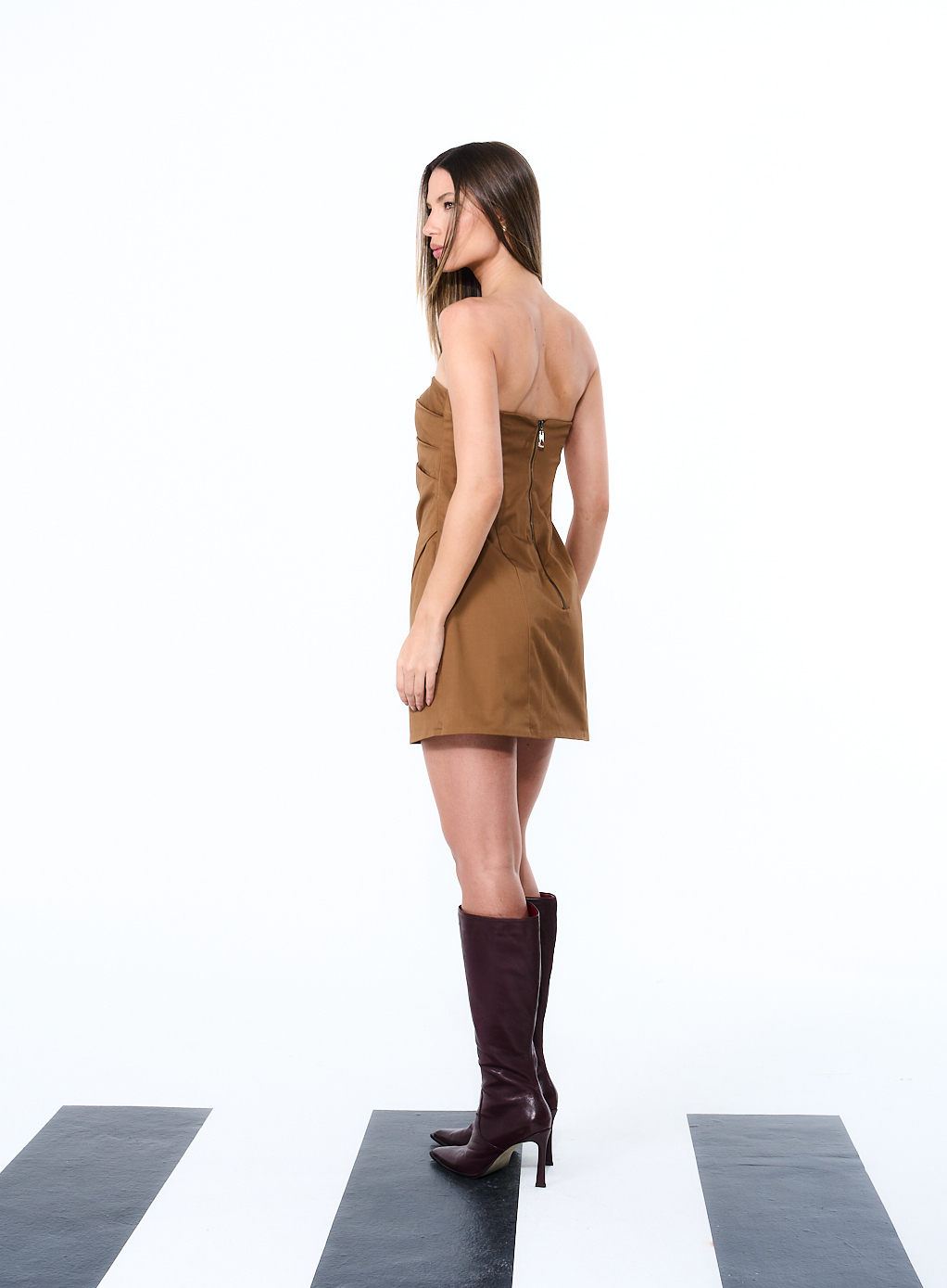 VESTIDO OPEN M MARROM TERRA CLARA