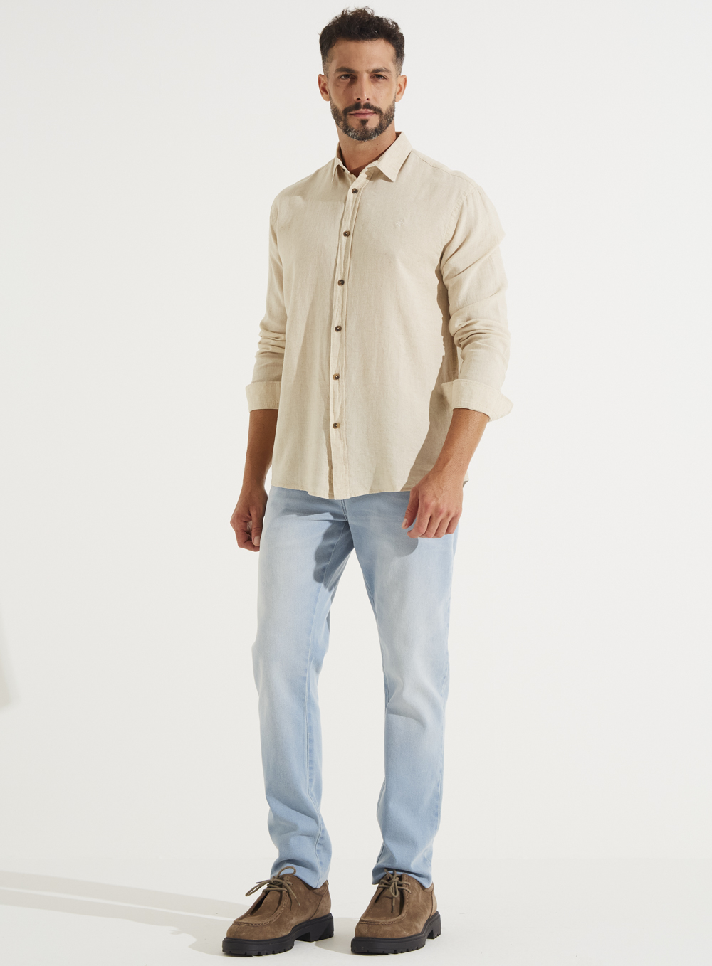 CAMISA LINHO RELAX M BEGE ITALIAN