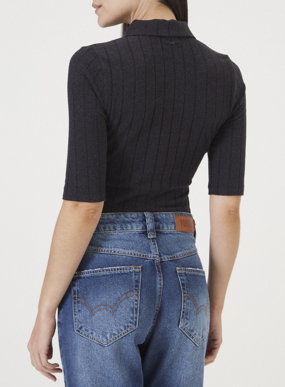 BLUSA CANELADA PP PRETO