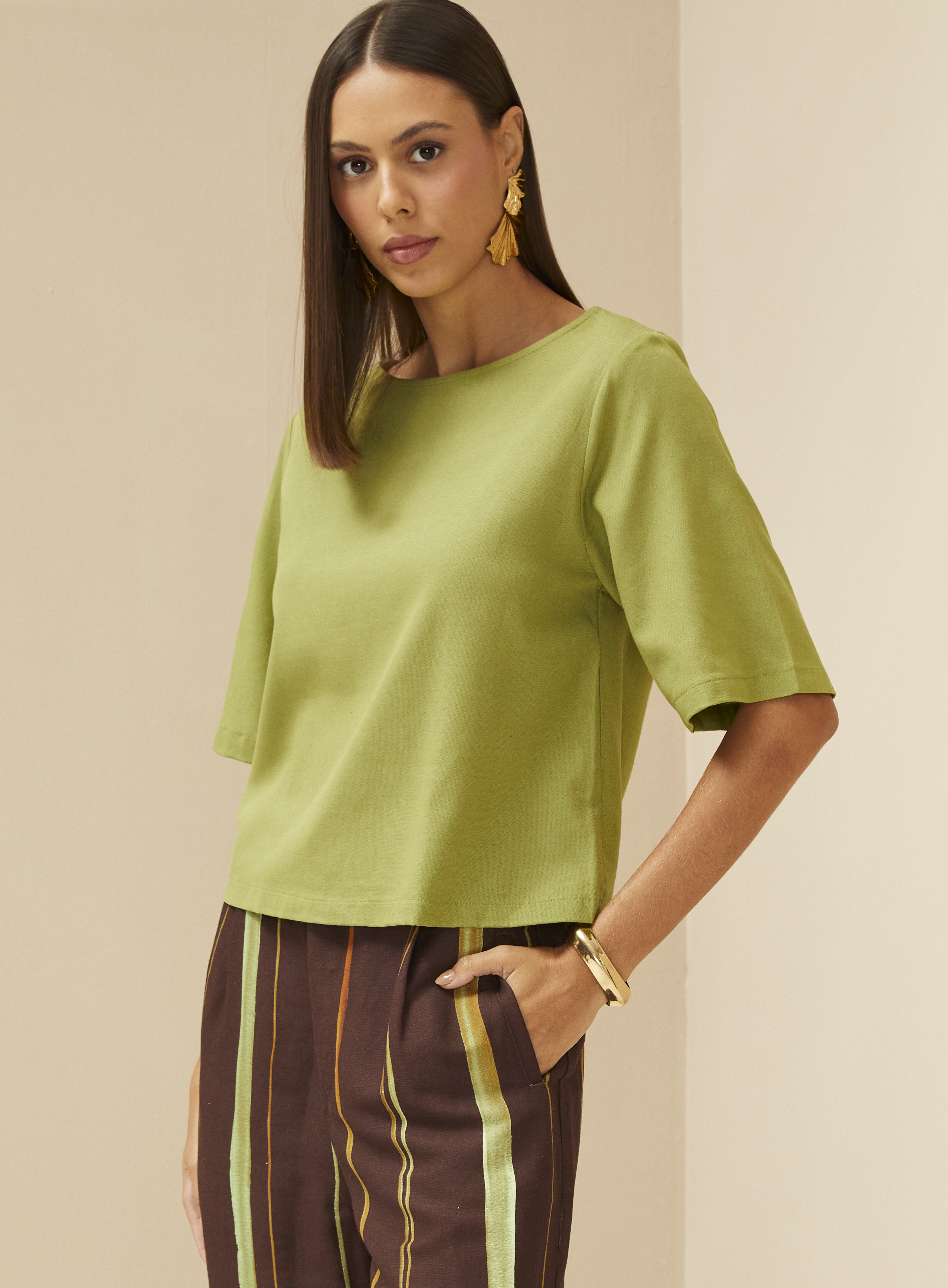 BLUSA LINHO G MARROM ESPECIARIAS