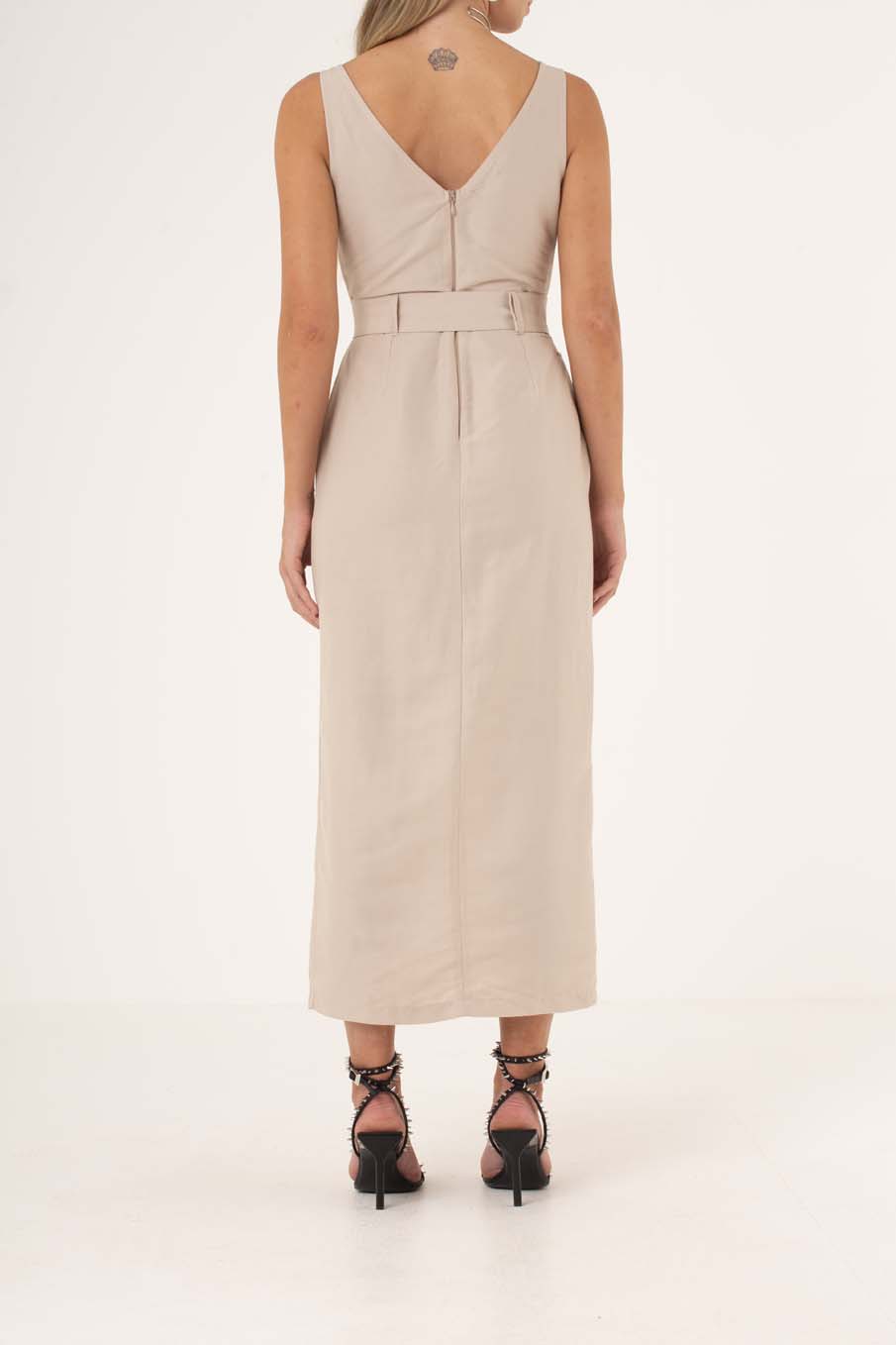 VESTIDO LINHO COM CINTO 38 AZUL ROLLY
