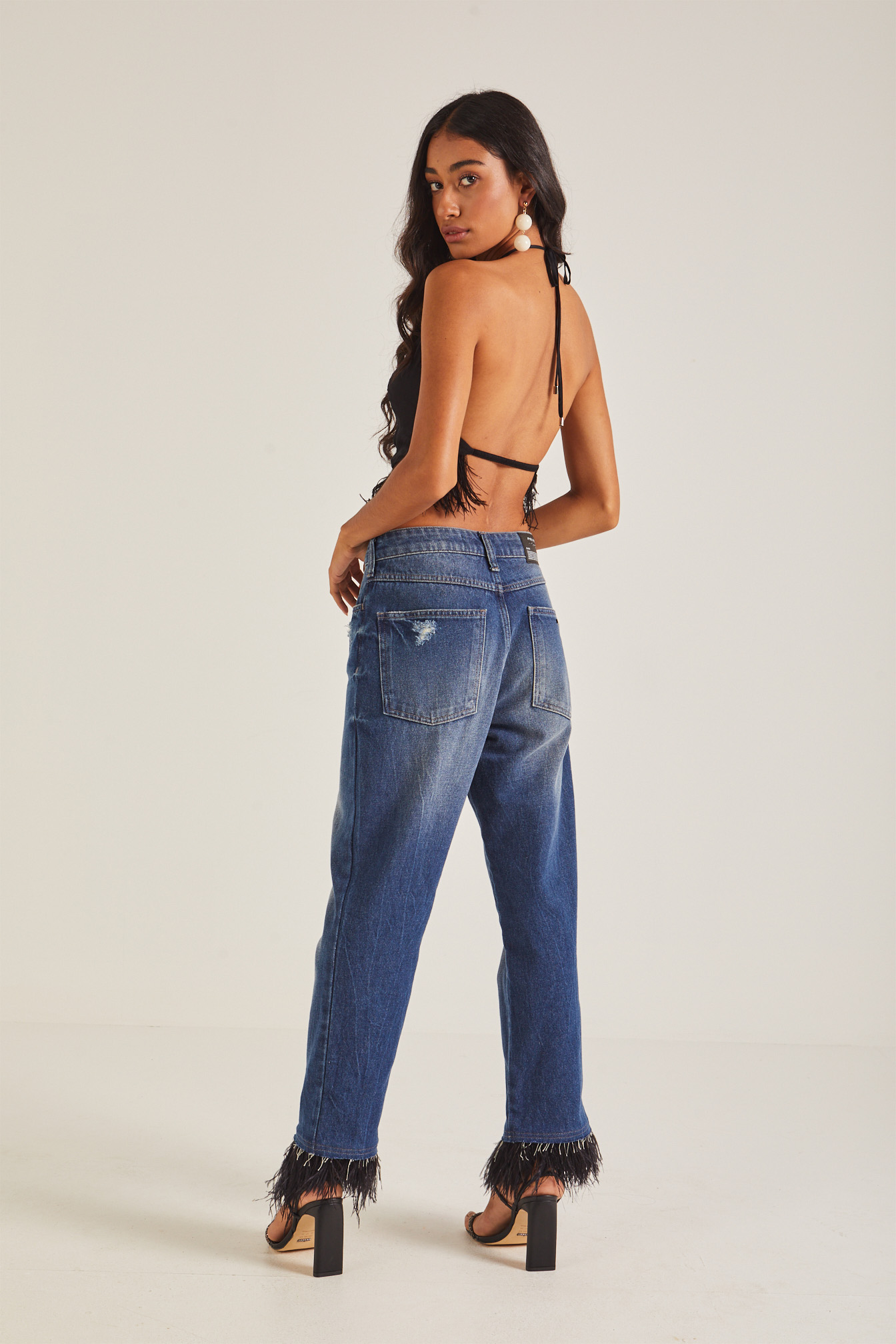 CALÇA JEANS BRUNA COM PLUMAS 36 INDIGO