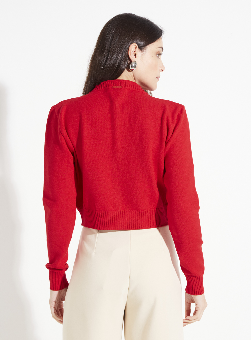 CARDIGAN TRICÔ G VERMELHO SPARKLY