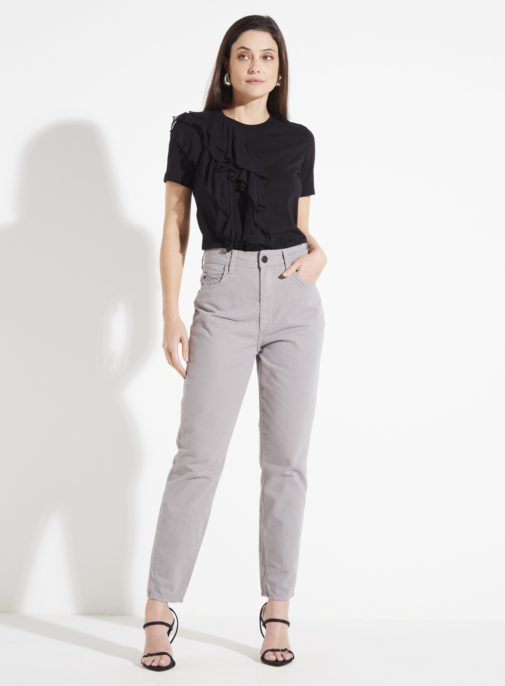 CALÇA SARJA LOLA 36 CINZA NIQUEL