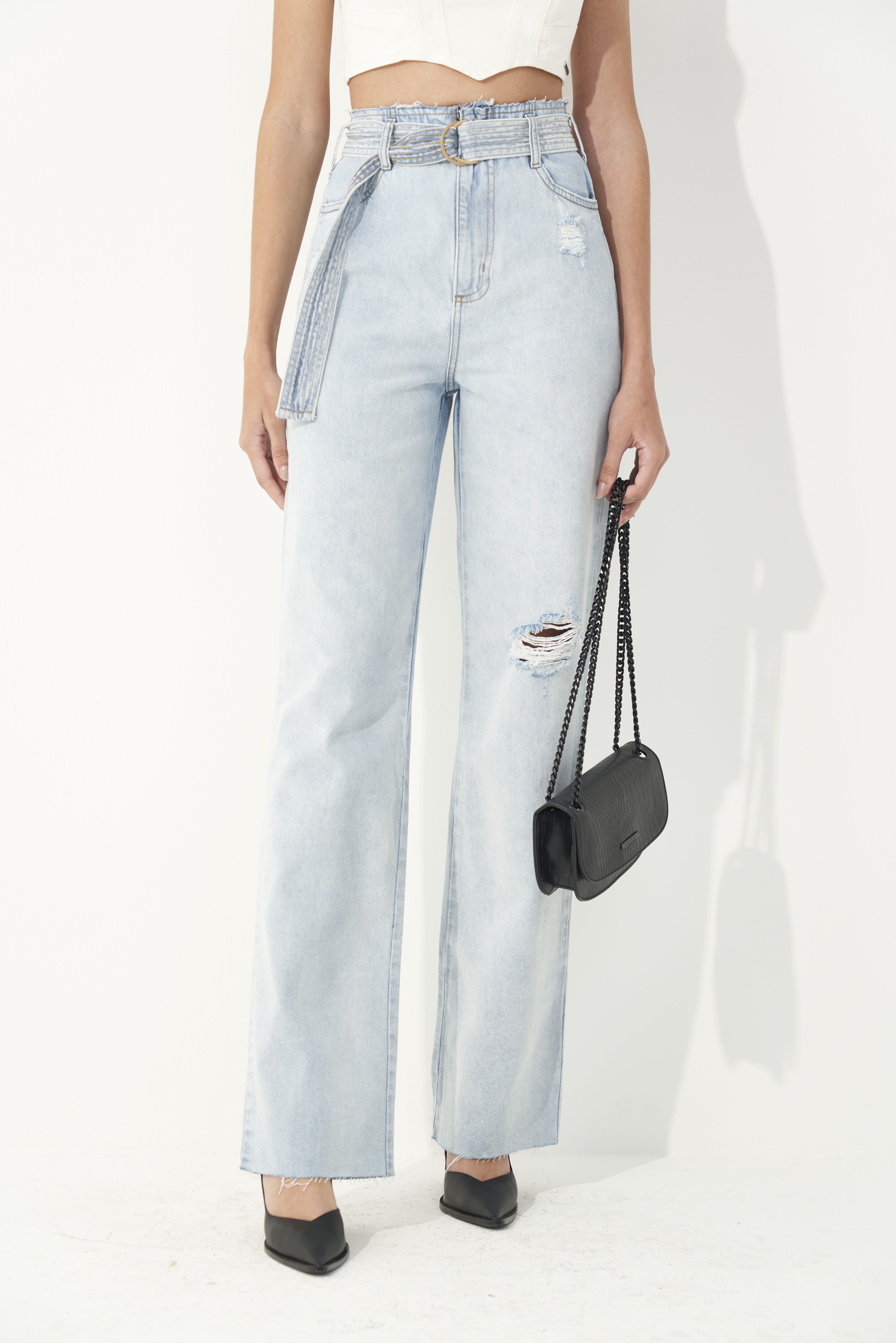 CALÇA JEANS JULIETTE COM CINTO 40 INDIGO