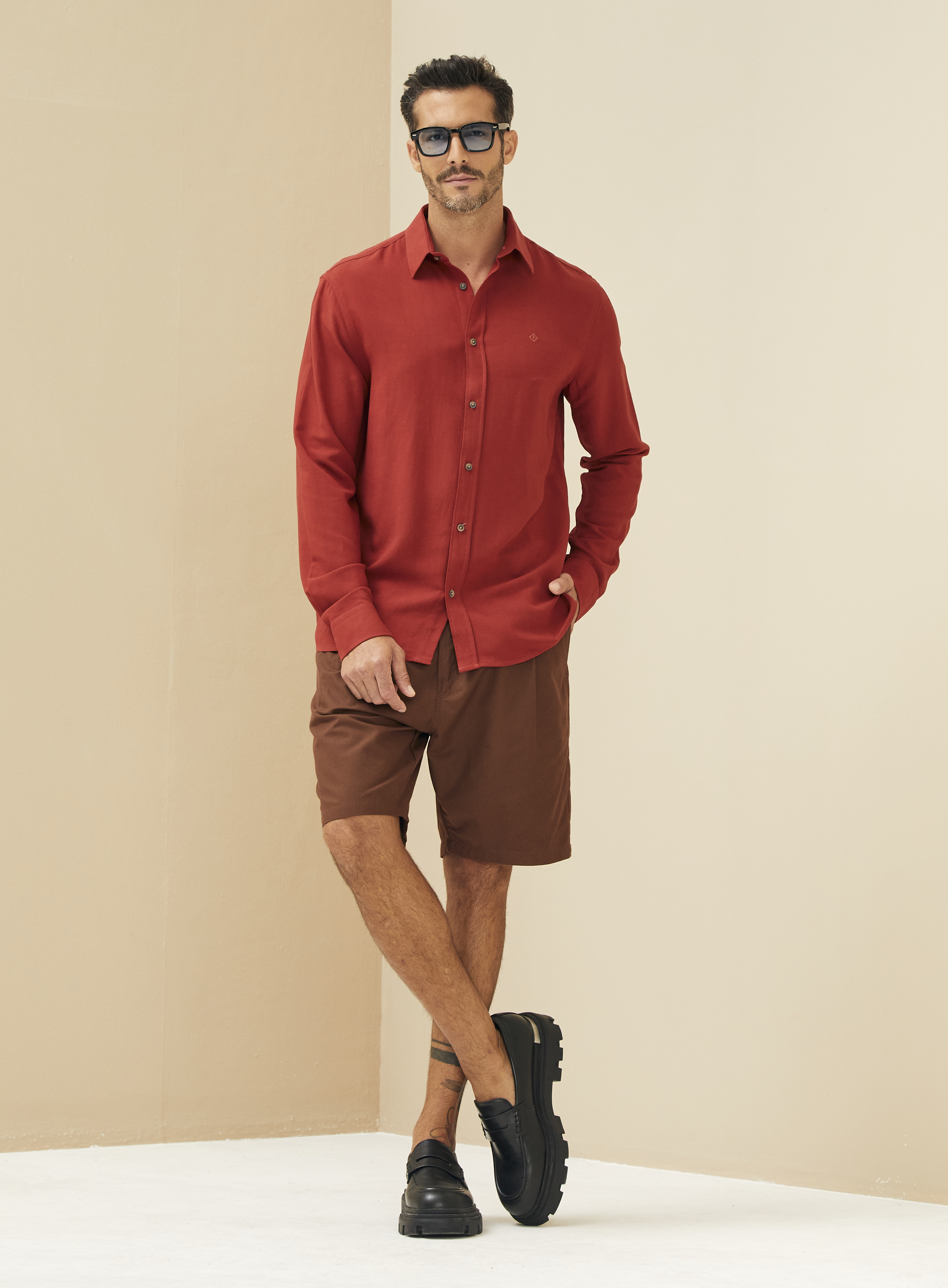 CAMISA LINHO RELAX XGG LARANJA