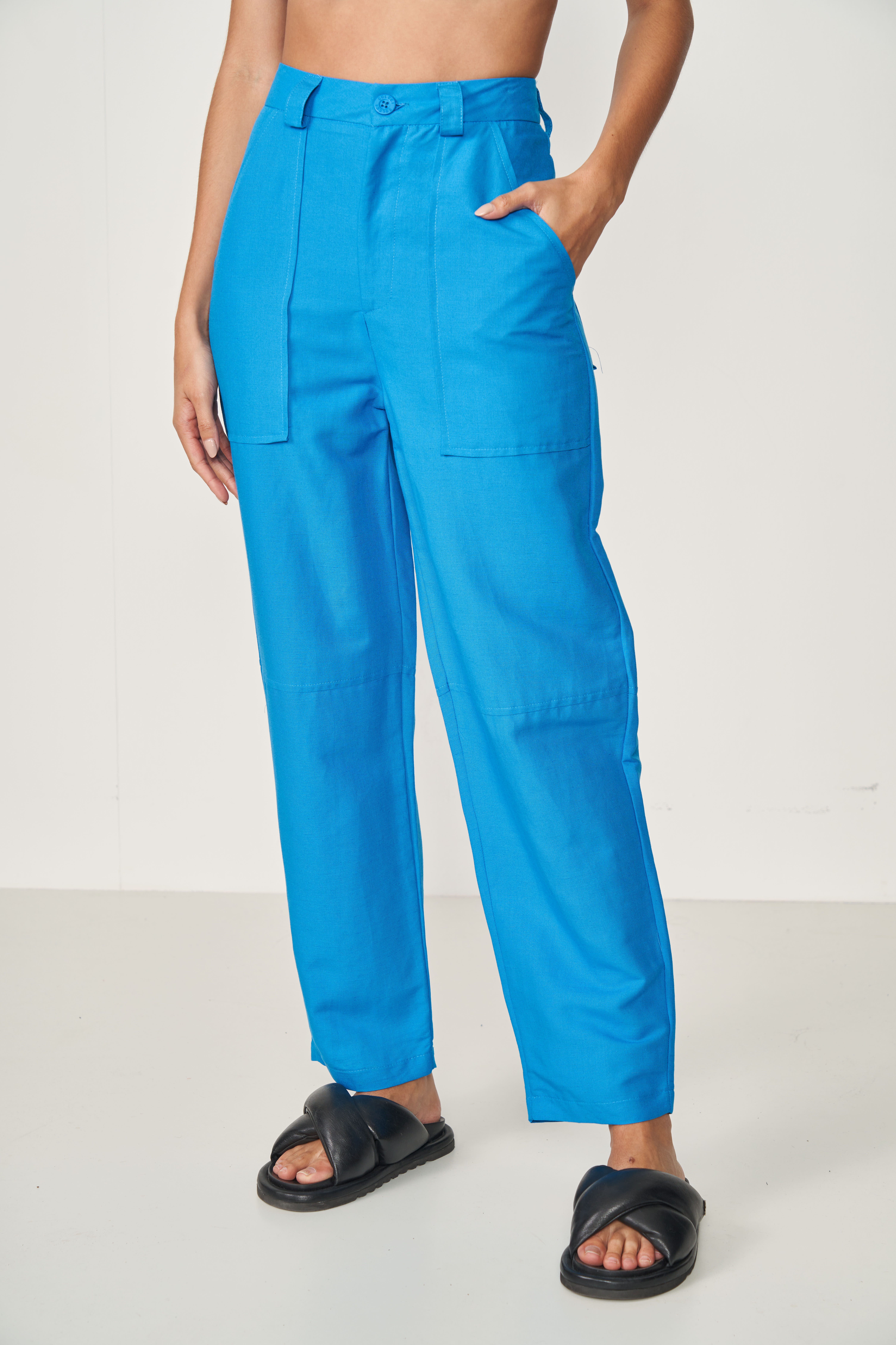 CALÇA LINHO 34 AZUL SCHOOL