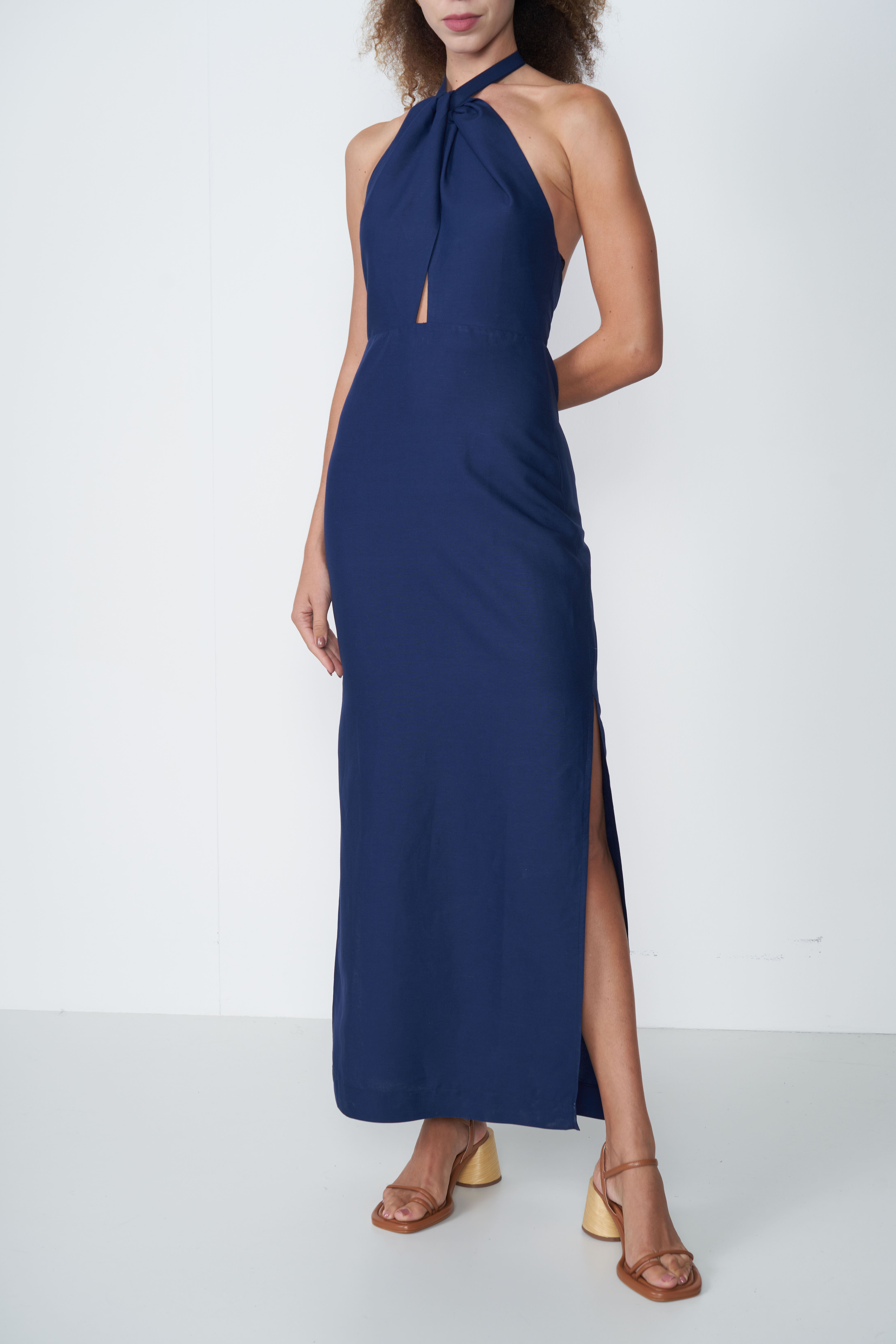 VESTIDO LINHO G AZUL DARKNESS