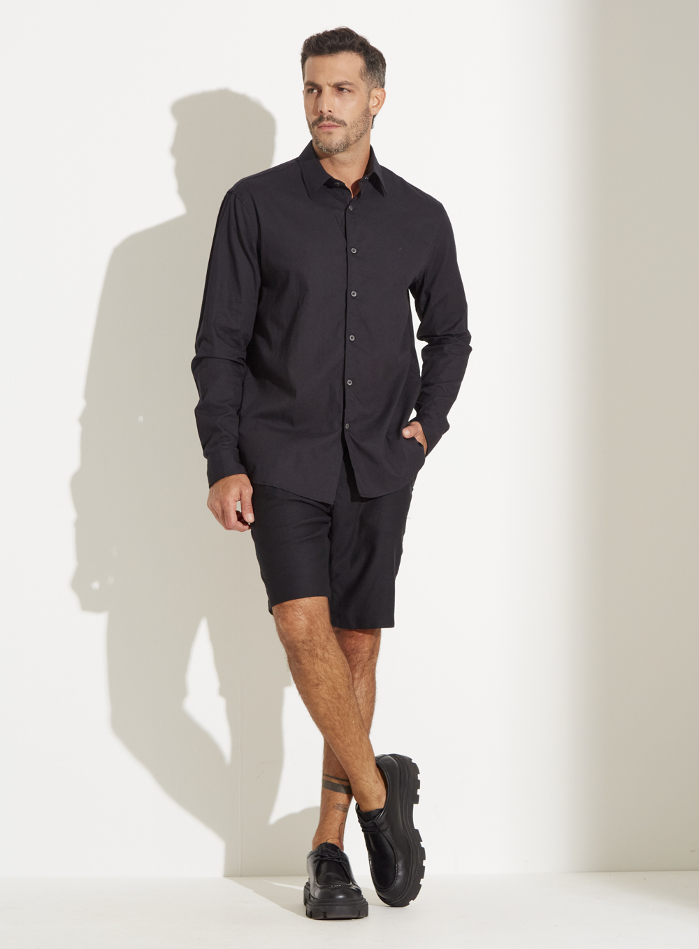 BERMUDA LINHO 36 PRETO