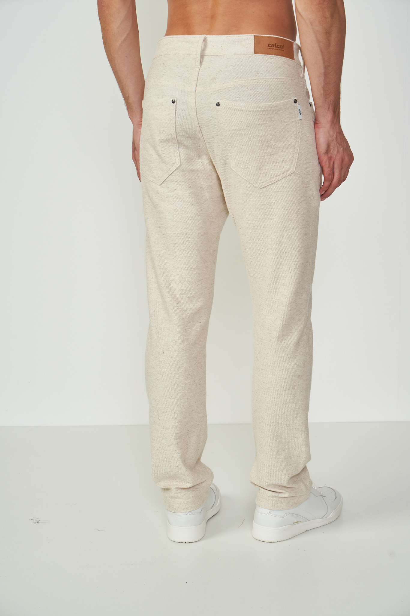 CALÇA LINHO 40 BEGE MESCLADO