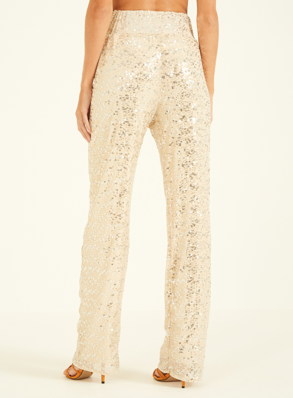 CALÇA PAETÊ M BEGE/PRATA