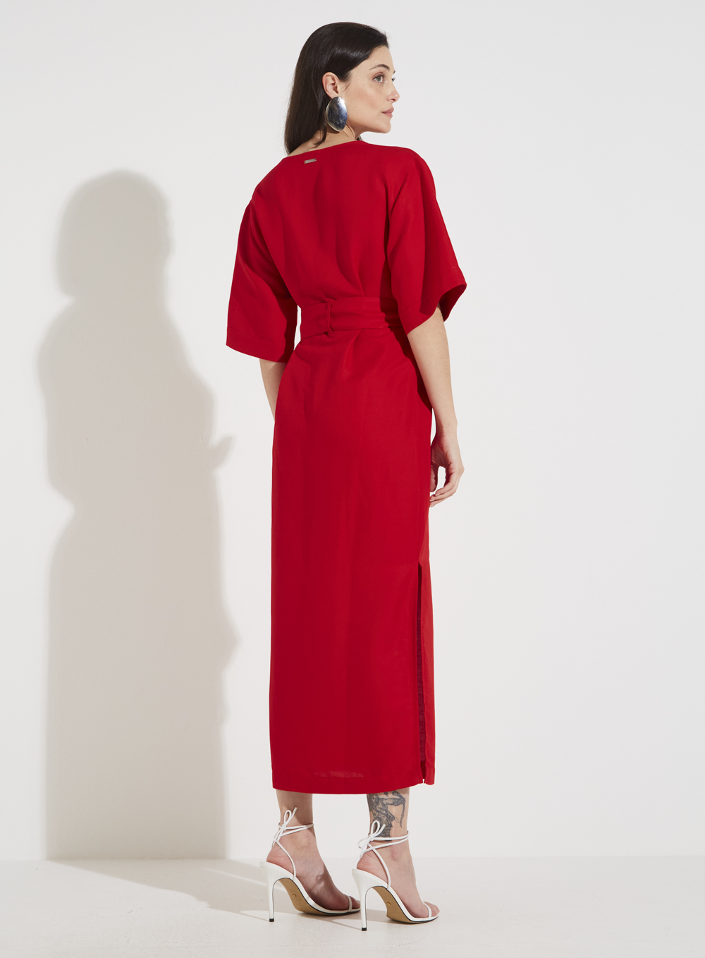 VESTIDO LINHO G MARROM NOBUCK