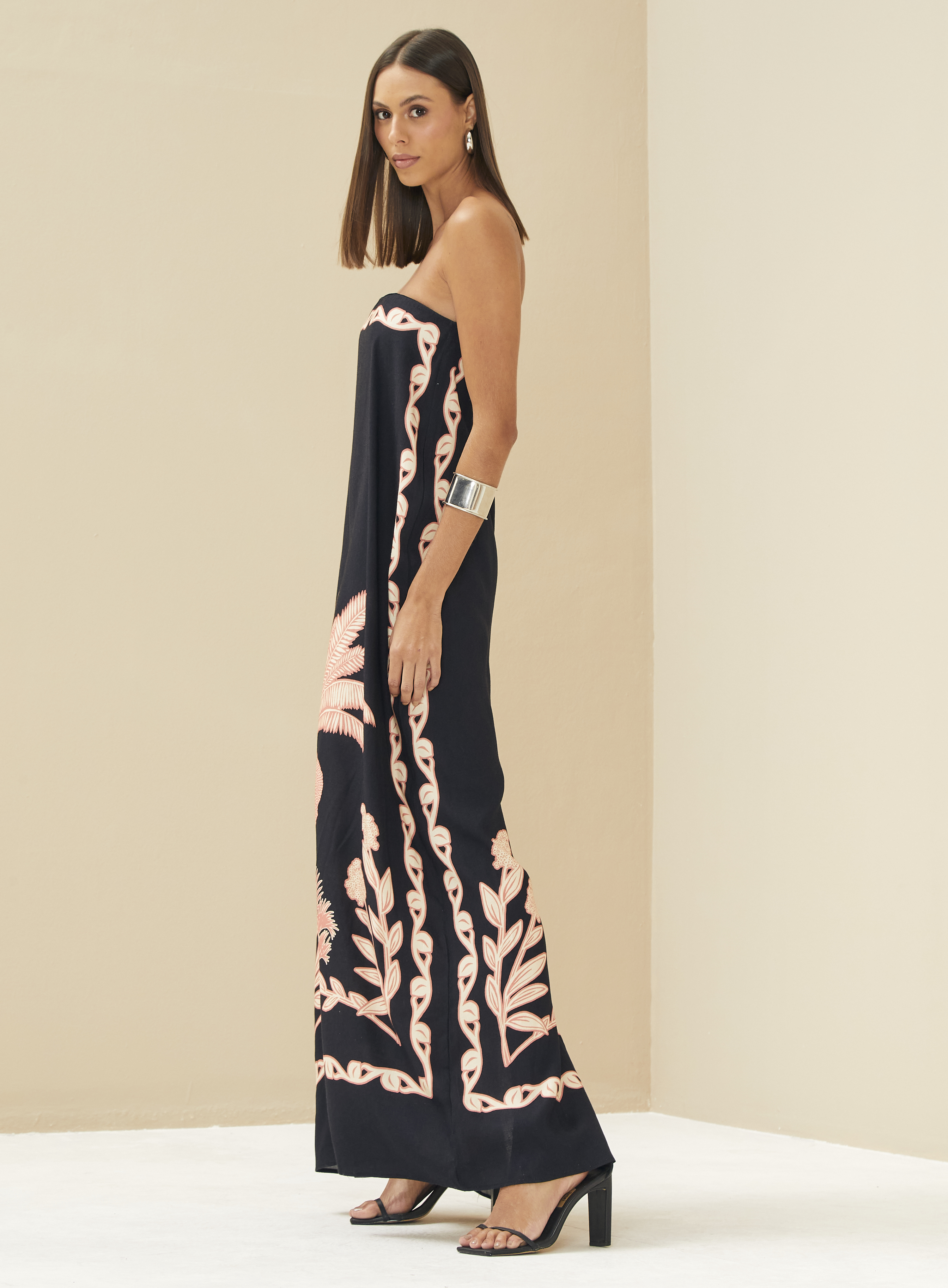 VESTIDO LINHO ESTAMPADO M PALM