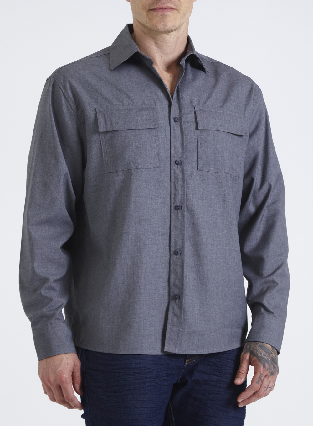 CAMISA CHELSEA M CINZA/BRANCO