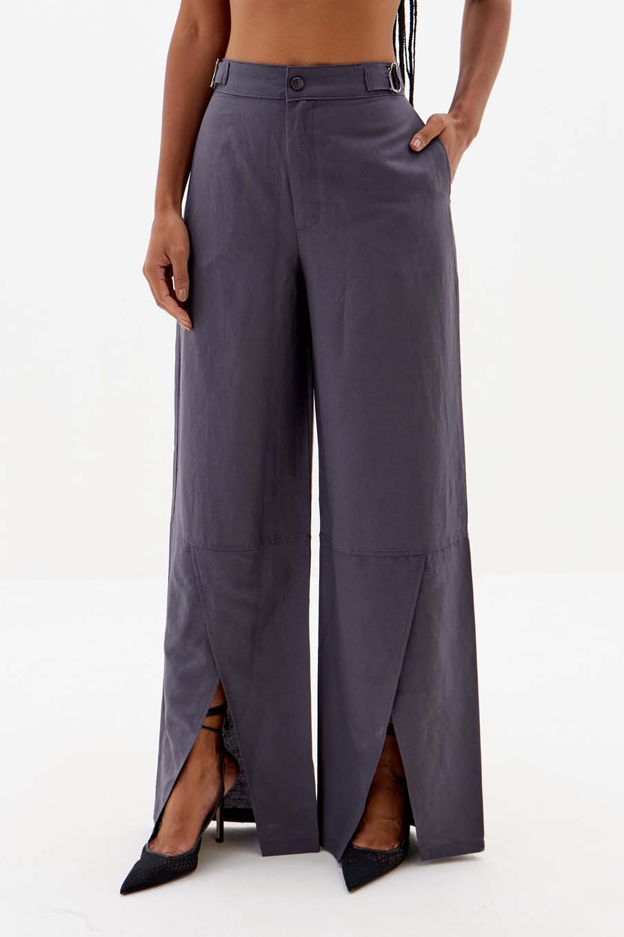 CALÇA LINHO 38 CINZA FULIGEM