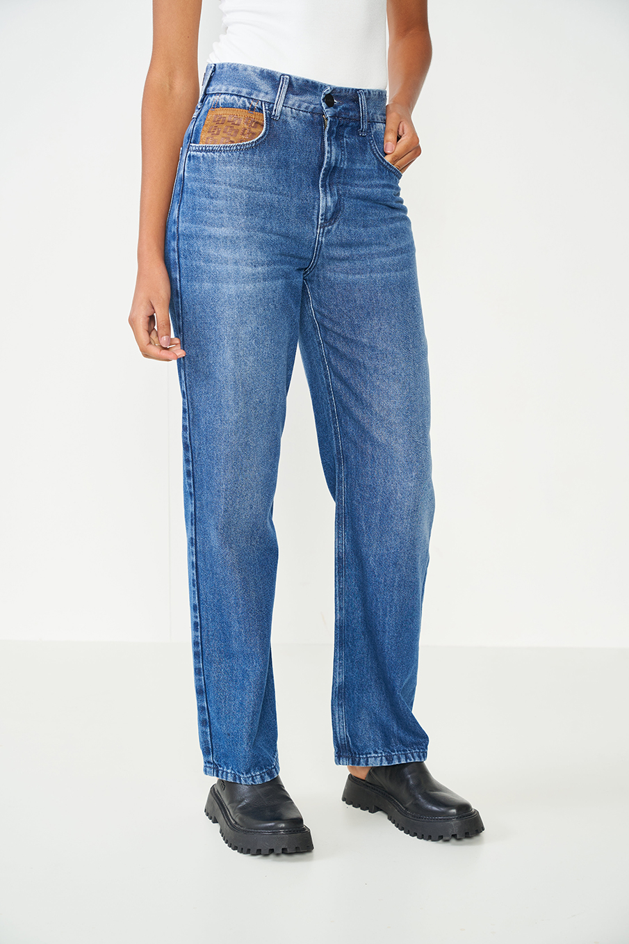 CALÇA JEANS LEONI LOW 42 INDIGO