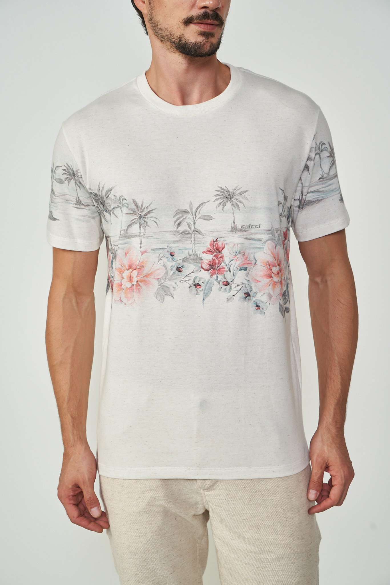 CAMISETA LINHO ESTAMPADA P PARAISO TRO.II