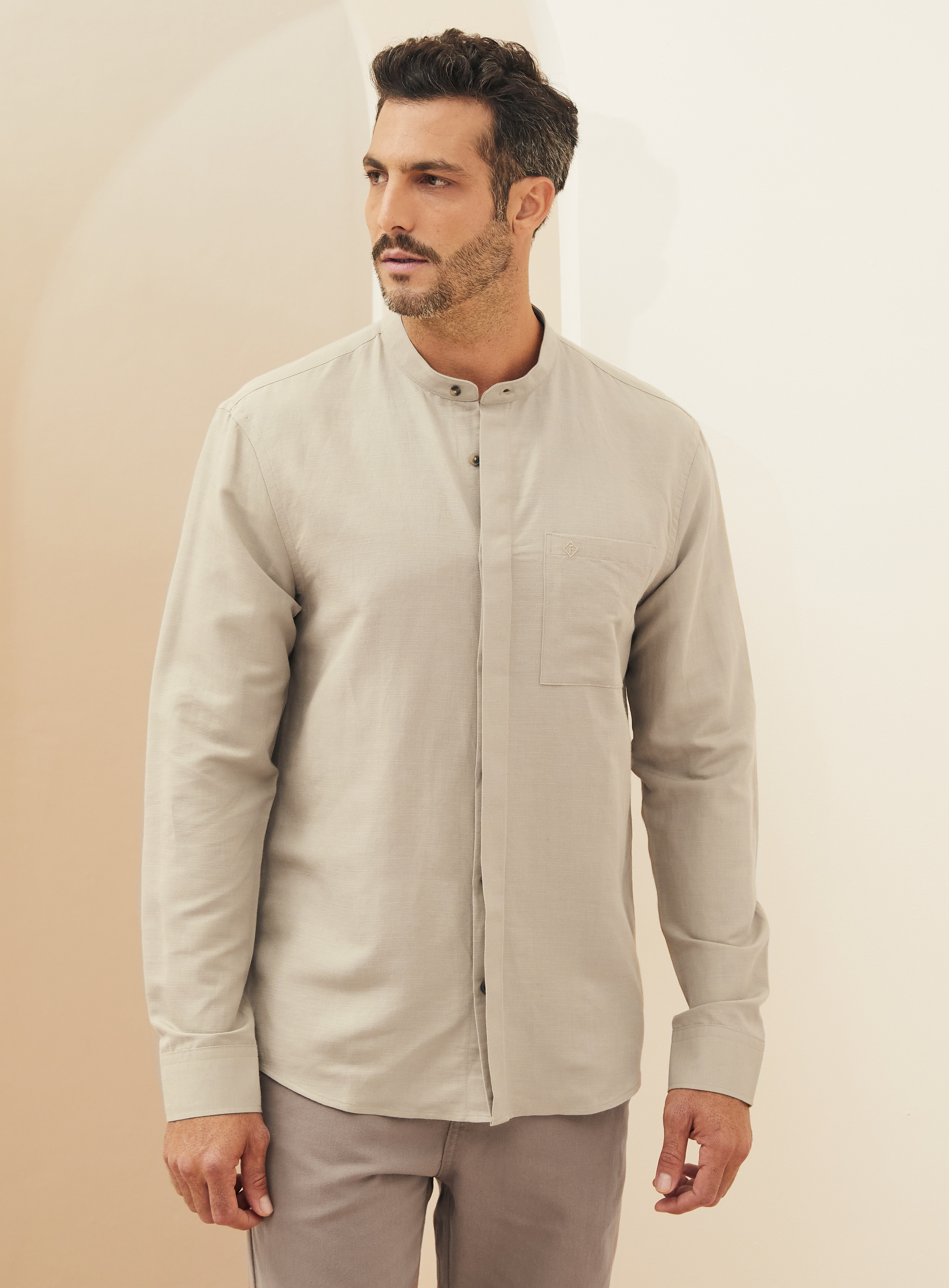 CAMISA LINHO RELAX P BEGE ESQUILO
