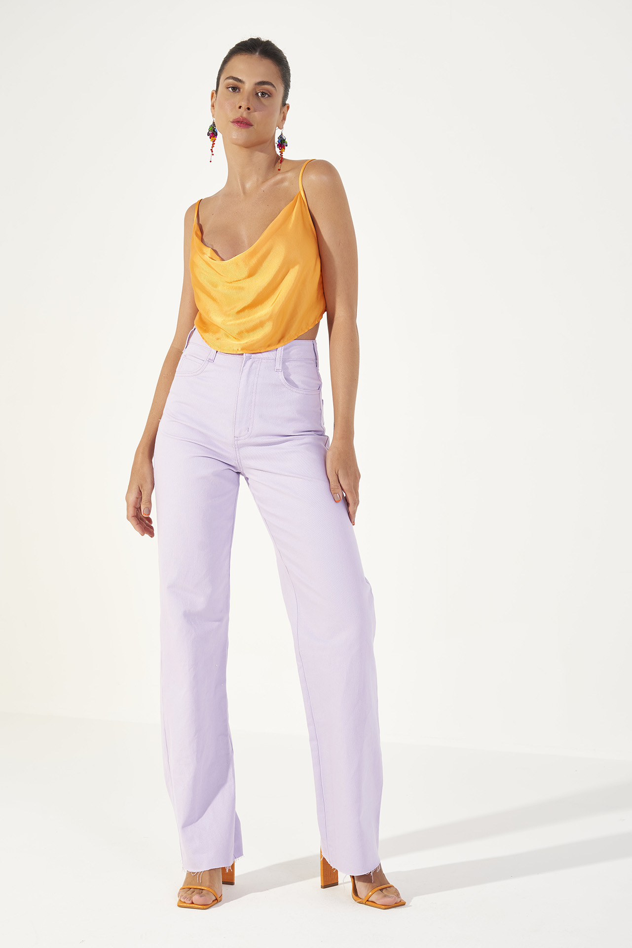 CALÇA SARJA JULIETTE 42 LARANJA ETELA
