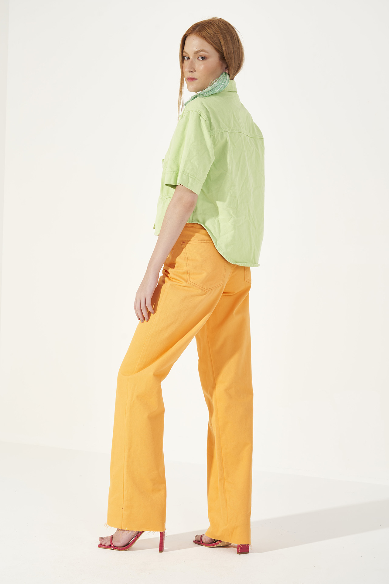 CALÇA SARJA JULIETTE 42 LARANJA ETELA