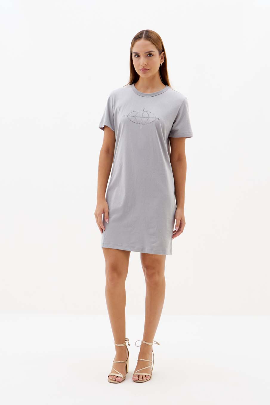 VESTIDO COM APLICAÇÃO P CINZA PEWTER