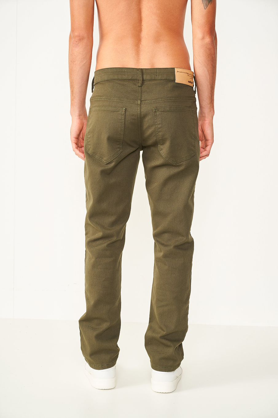 CALÇA SARJA RETA 36 VERDE/PRETO