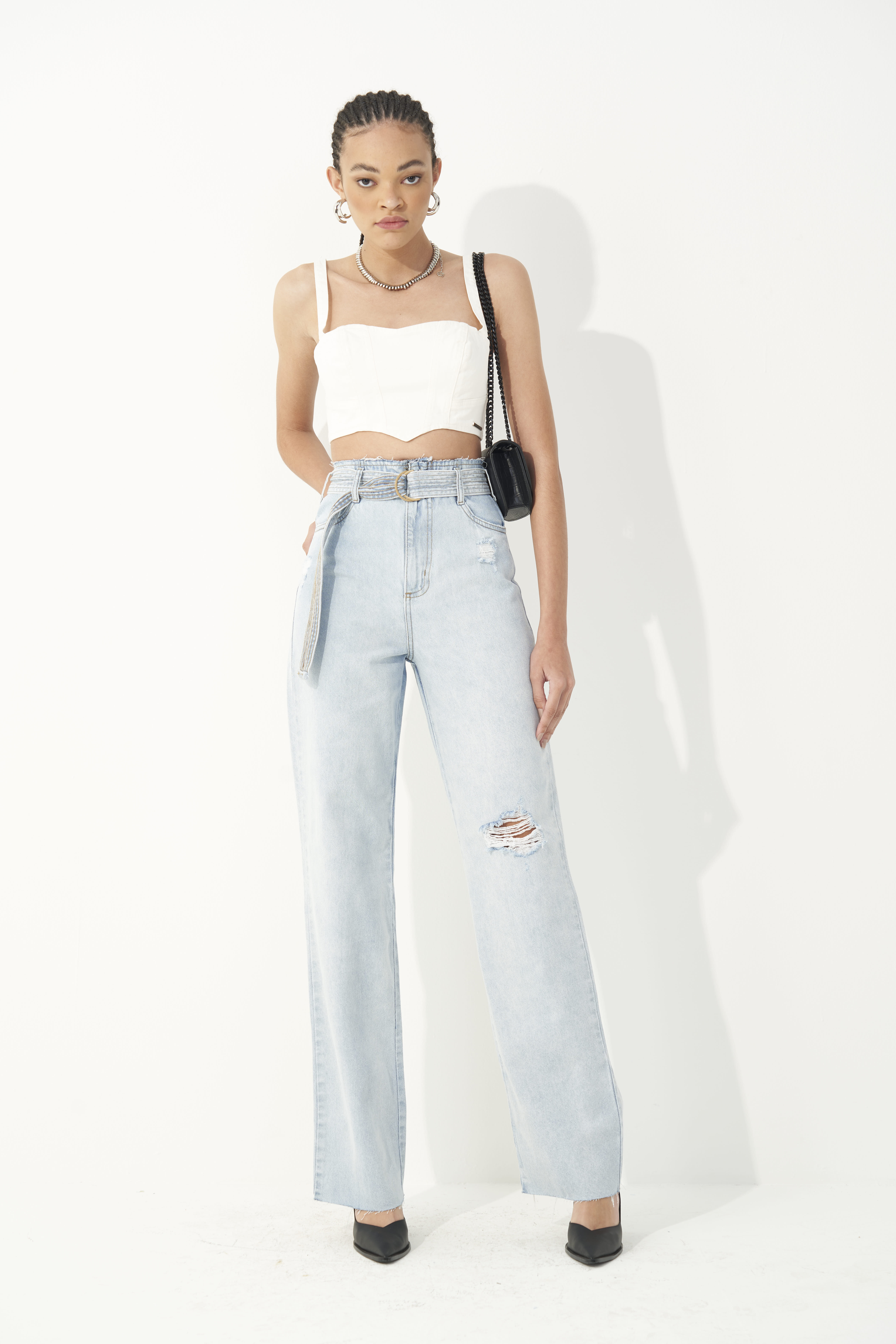CALÇA JEANS JULIETTE COM CINTO 40 INDIGO