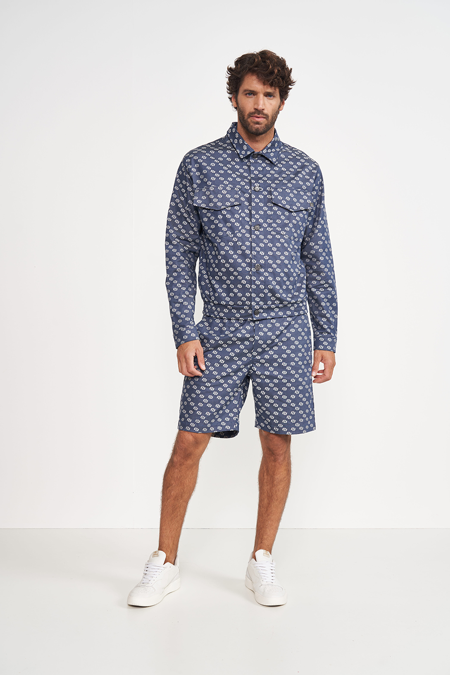 BERMUDA JACQUARD GG AZUL/BEGE